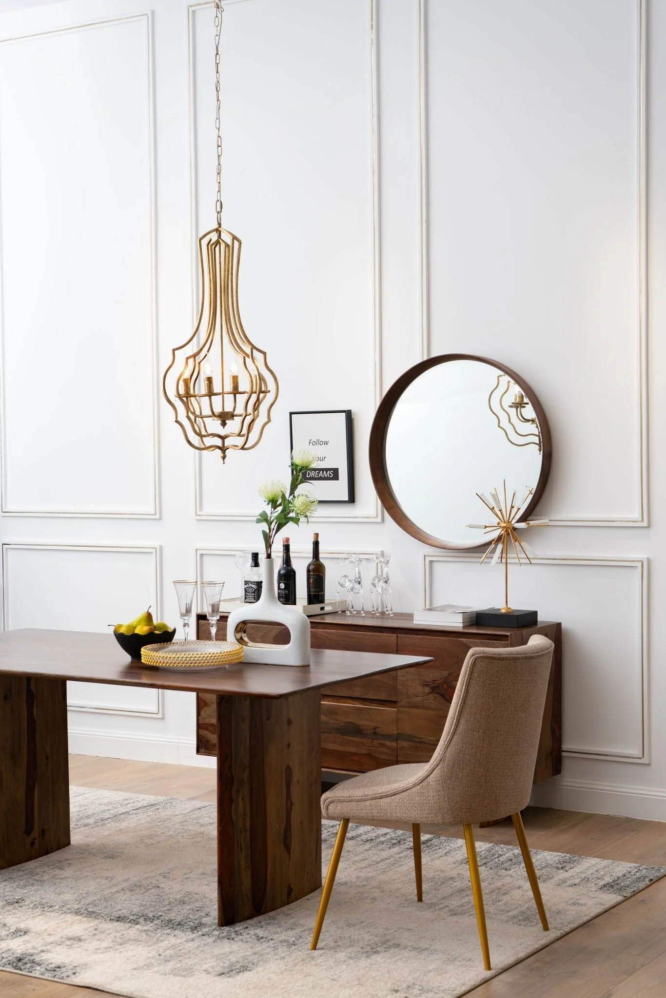 4 Light Chandelier With Adjustable Chain - Gold - Image 8