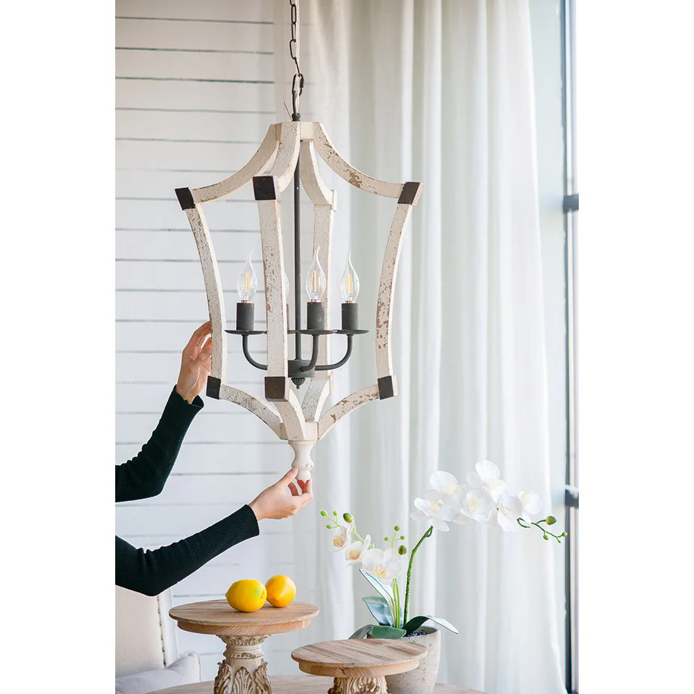 4 Light Chandelier with Adjustable Chain in Cream Finish - Image 12