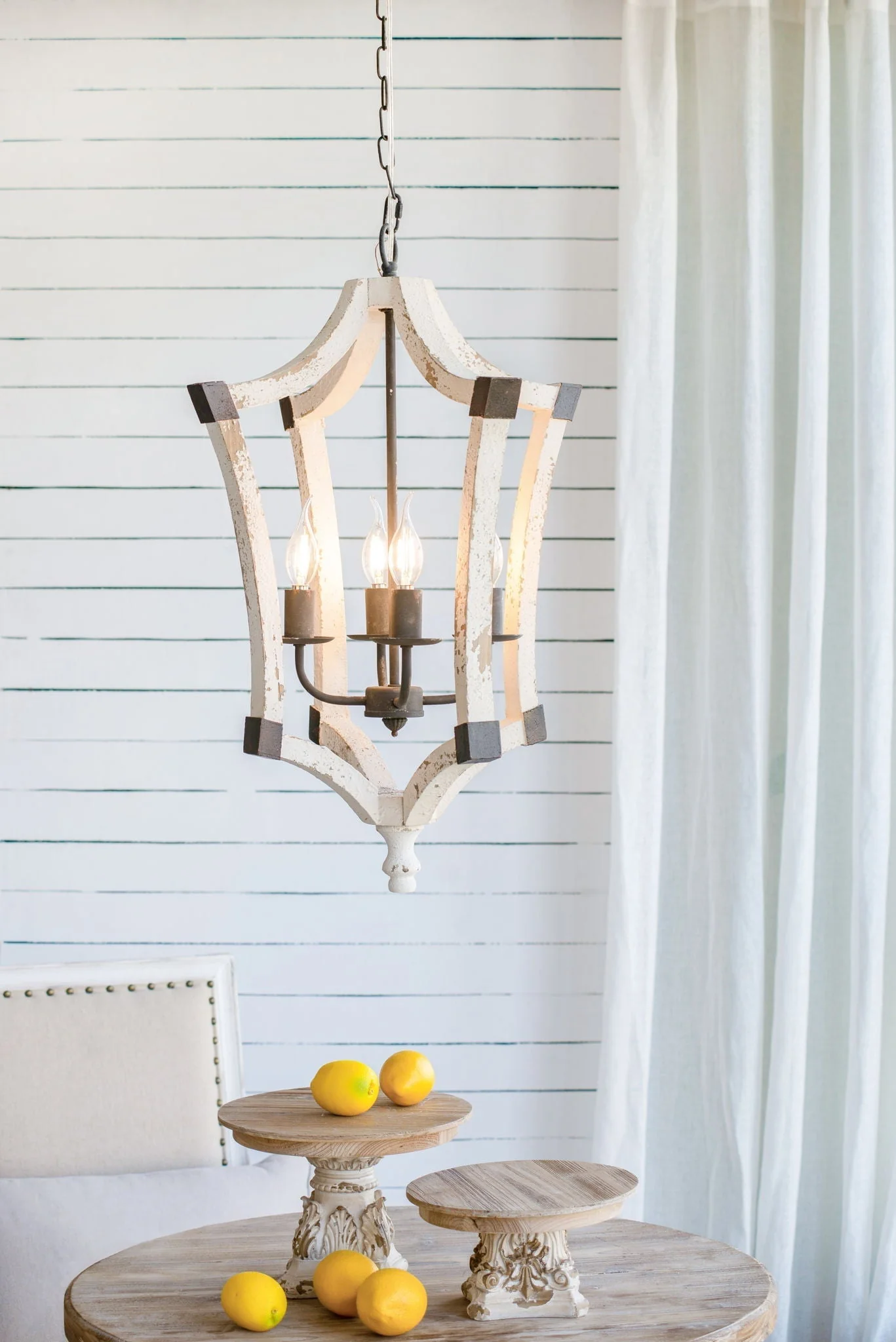 4 Light Chandelier with Adjustable Chain in Cream Finish - Image 5