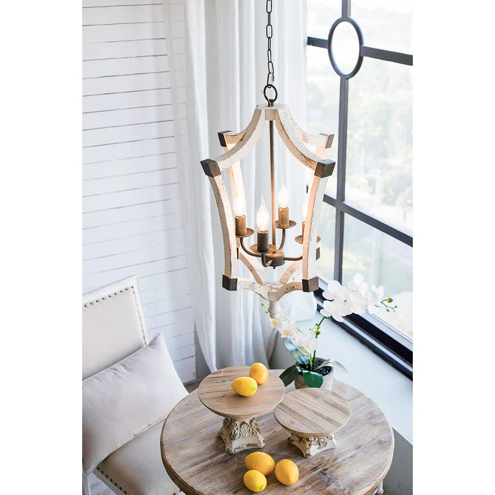4 Light Chandelier with Adjustable Chain in Cream Finish - Image 9
