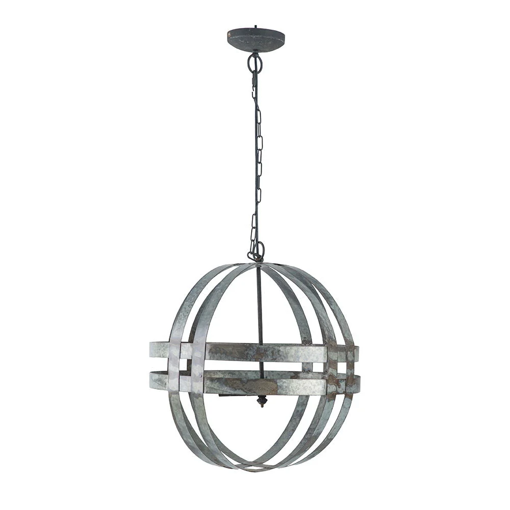 4 Light Galvanized Chandelier with Adjustable Chain - Image 11