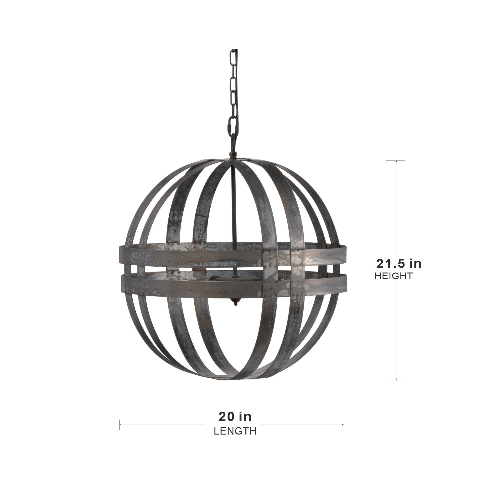 4 Light Galvanized Chandelier with Adjustable Chain - Image 2