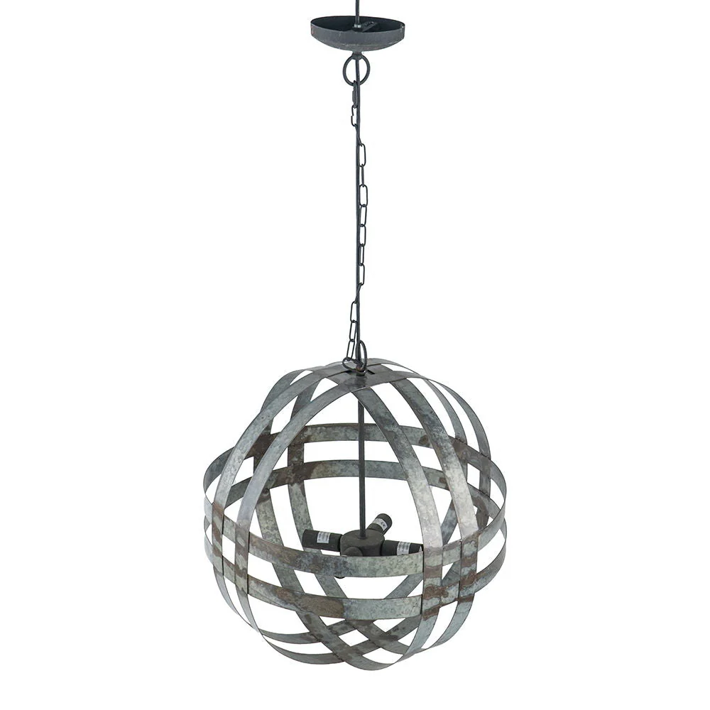 4 Light Galvanized Chandelier with Adjustable Chain - Image 4