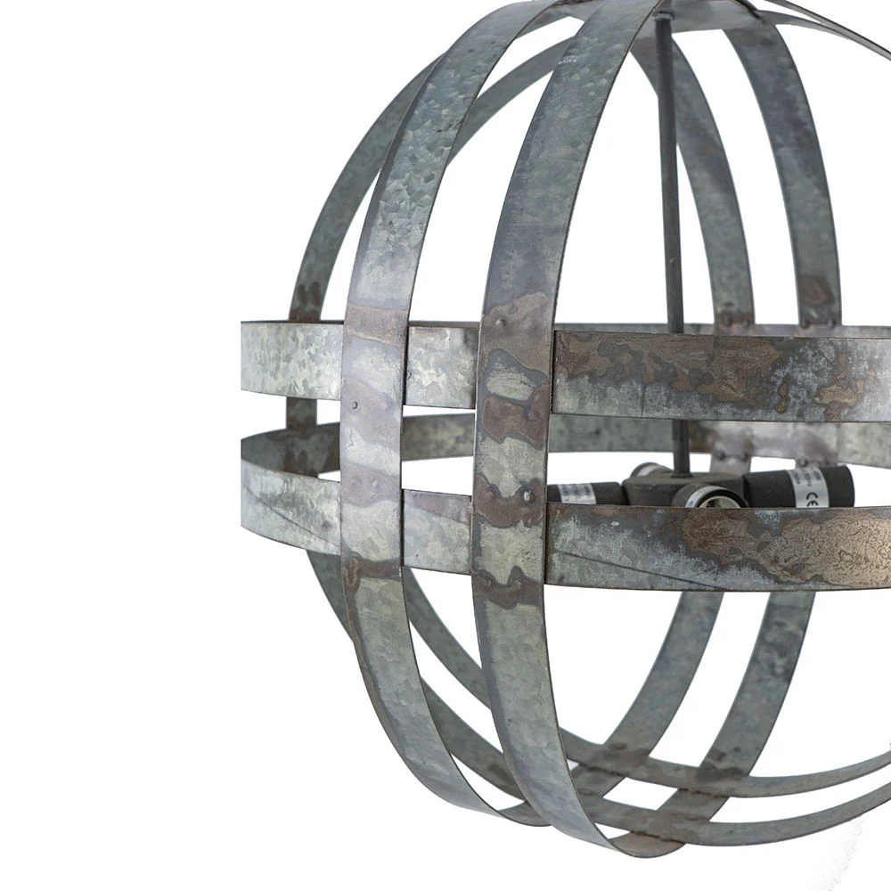 4 Light Galvanized Chandelier with Adjustable Chain - Image 5