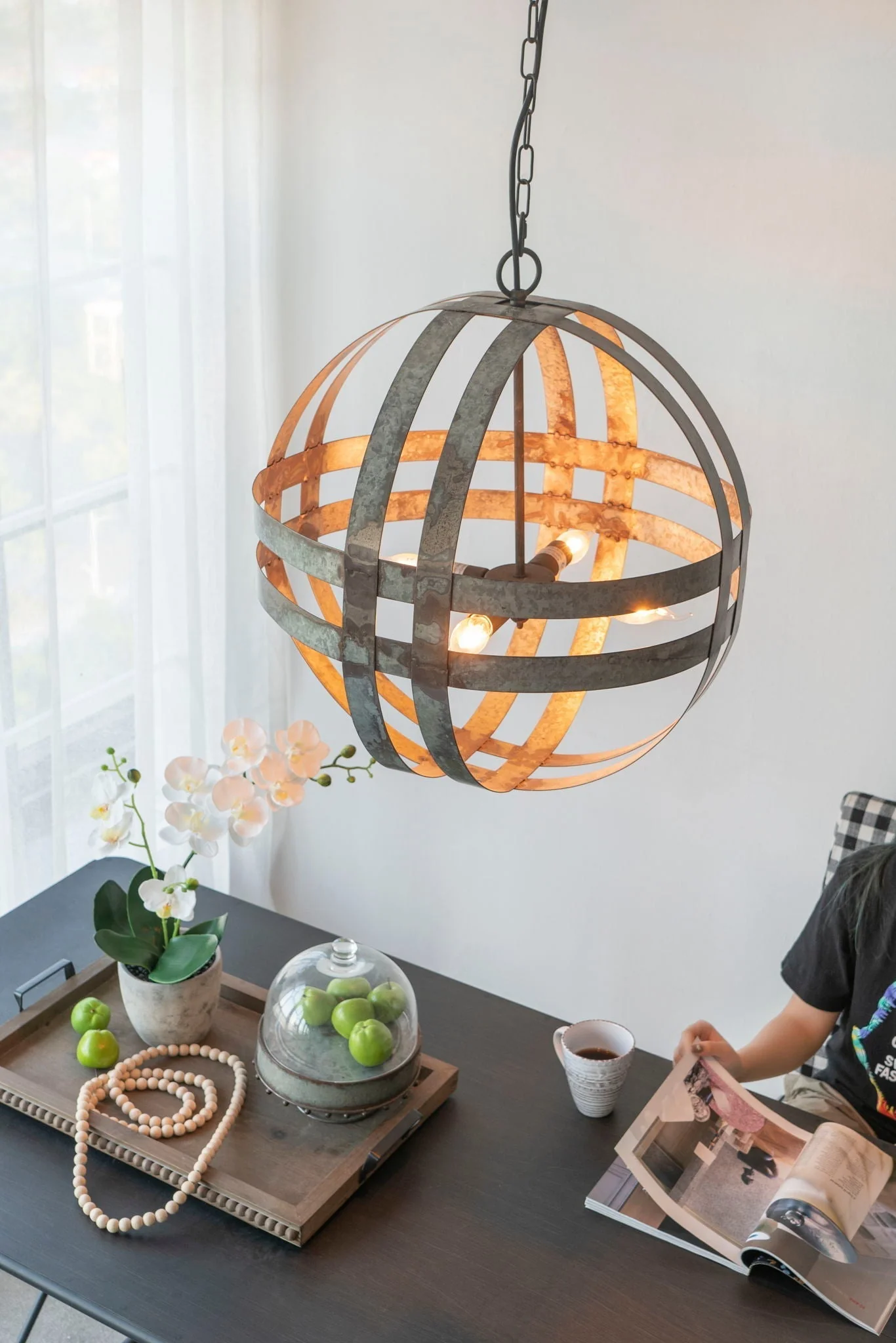 4 Light Galvanized Chandelier with Adjustable Chain - Image 7