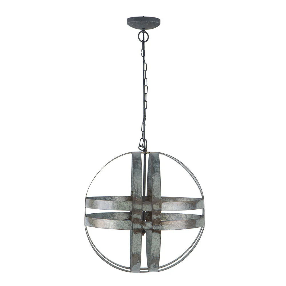 4 Light Galvanized Chandelier with Adjustable Chain - Image 8