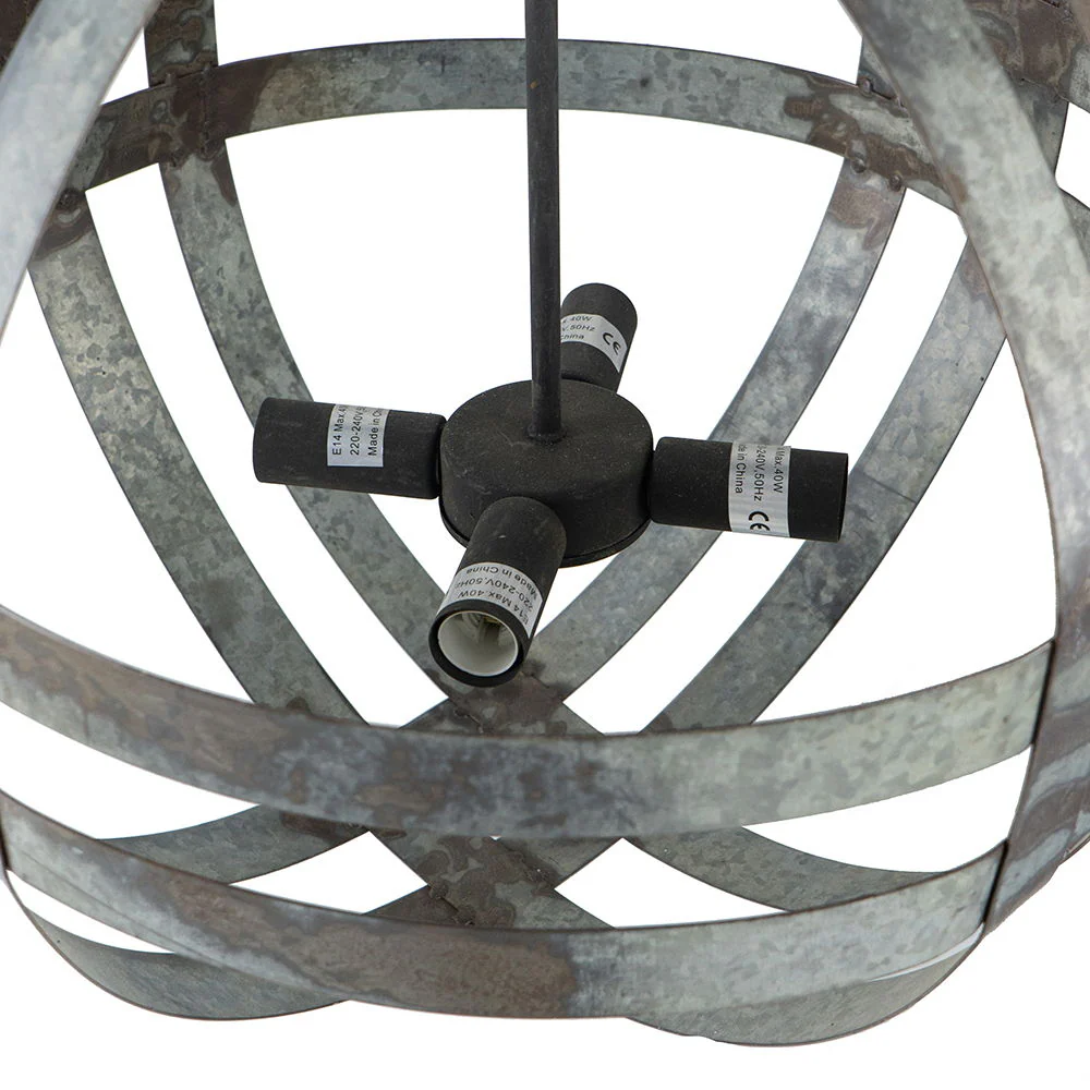 4 Light Galvanized Chandelier with Adjustable Chain - Image 9
