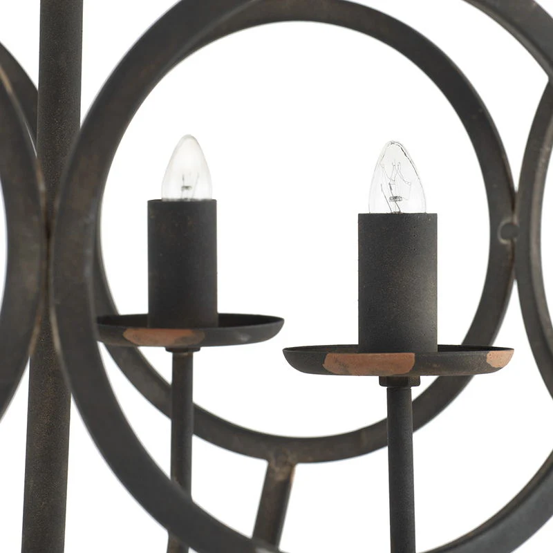 4 Light Metal Chandelier in Black Iron with Adjustable Chain - Image 6