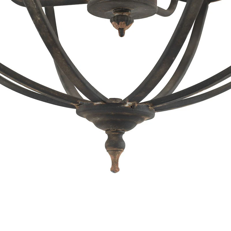 4 Light Metal Chandelier in Black Iron with Adjustable Chain - Image 7