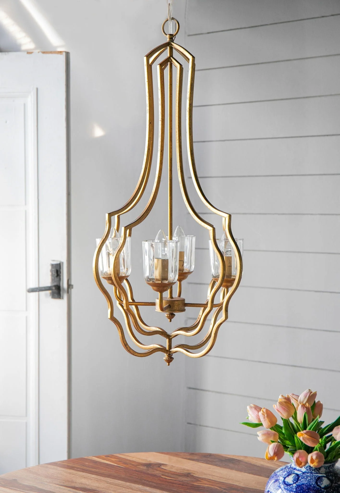 4 Light Metal Chandelier with Adjustable Chain - Gold - Image 11