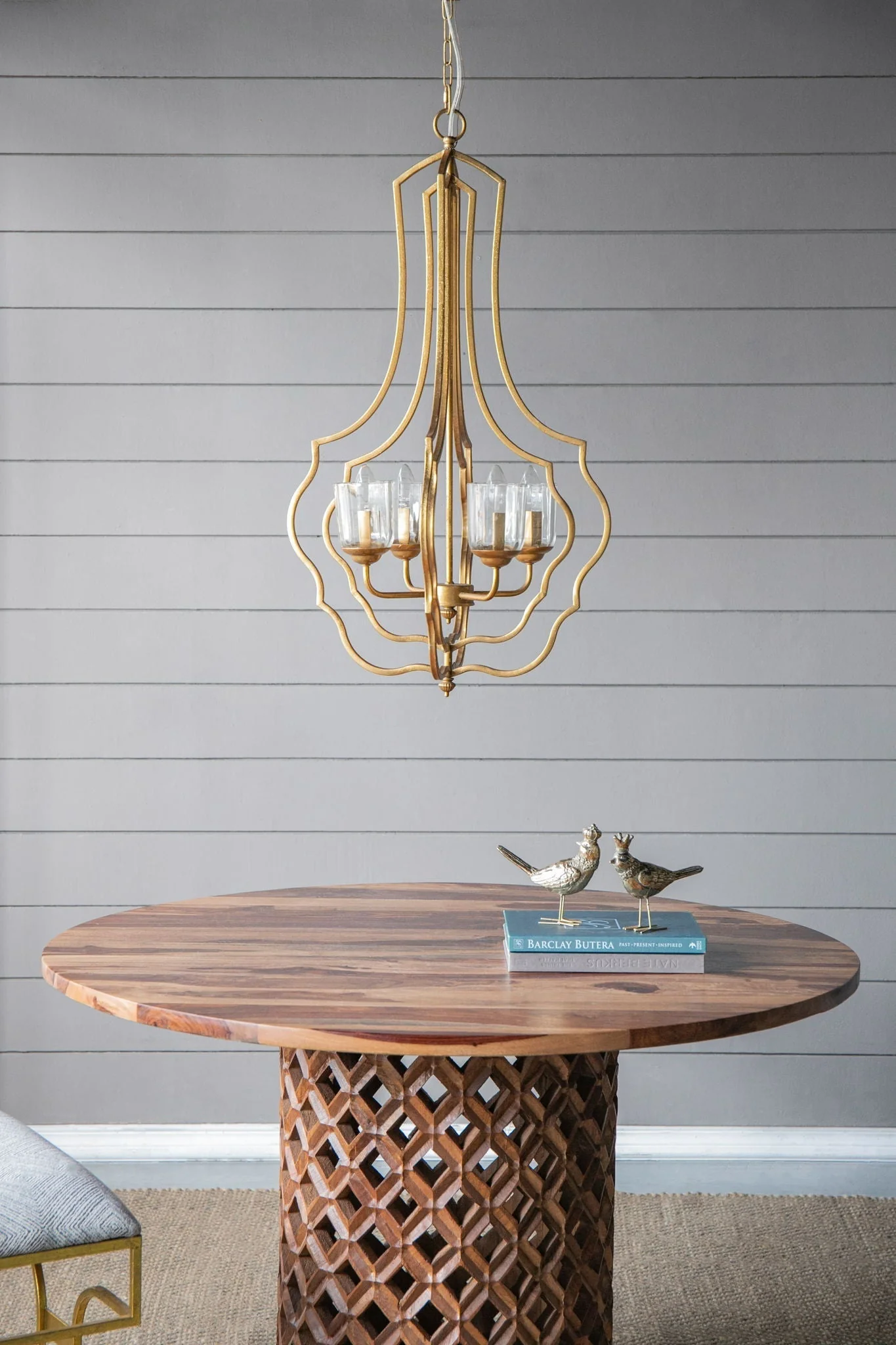 4 Light Metal Chandelier with Adjustable Chain - Gold - Image 12