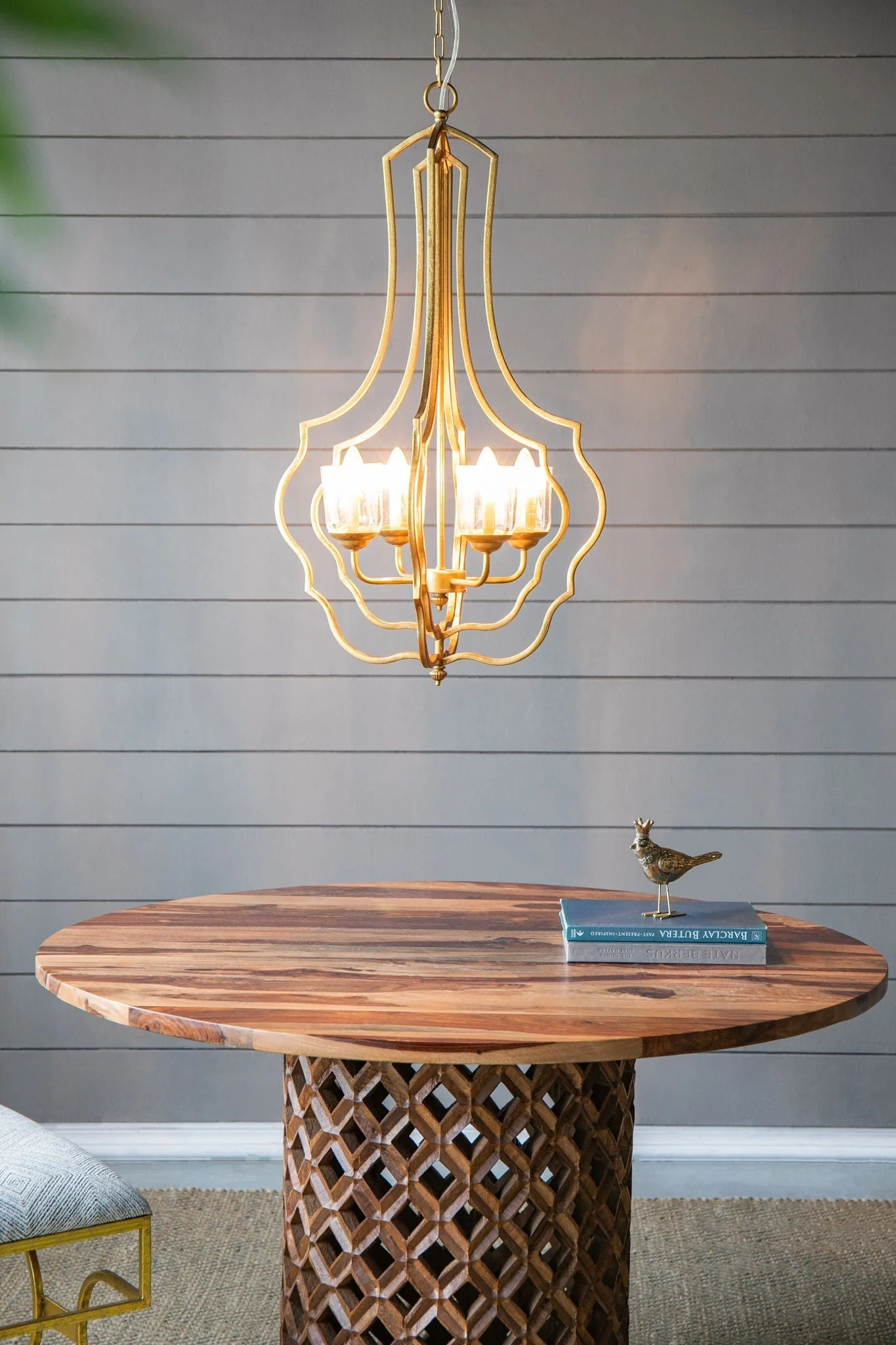 4 Light Metal Chandelier with Adjustable Chain - Gold - Image 15