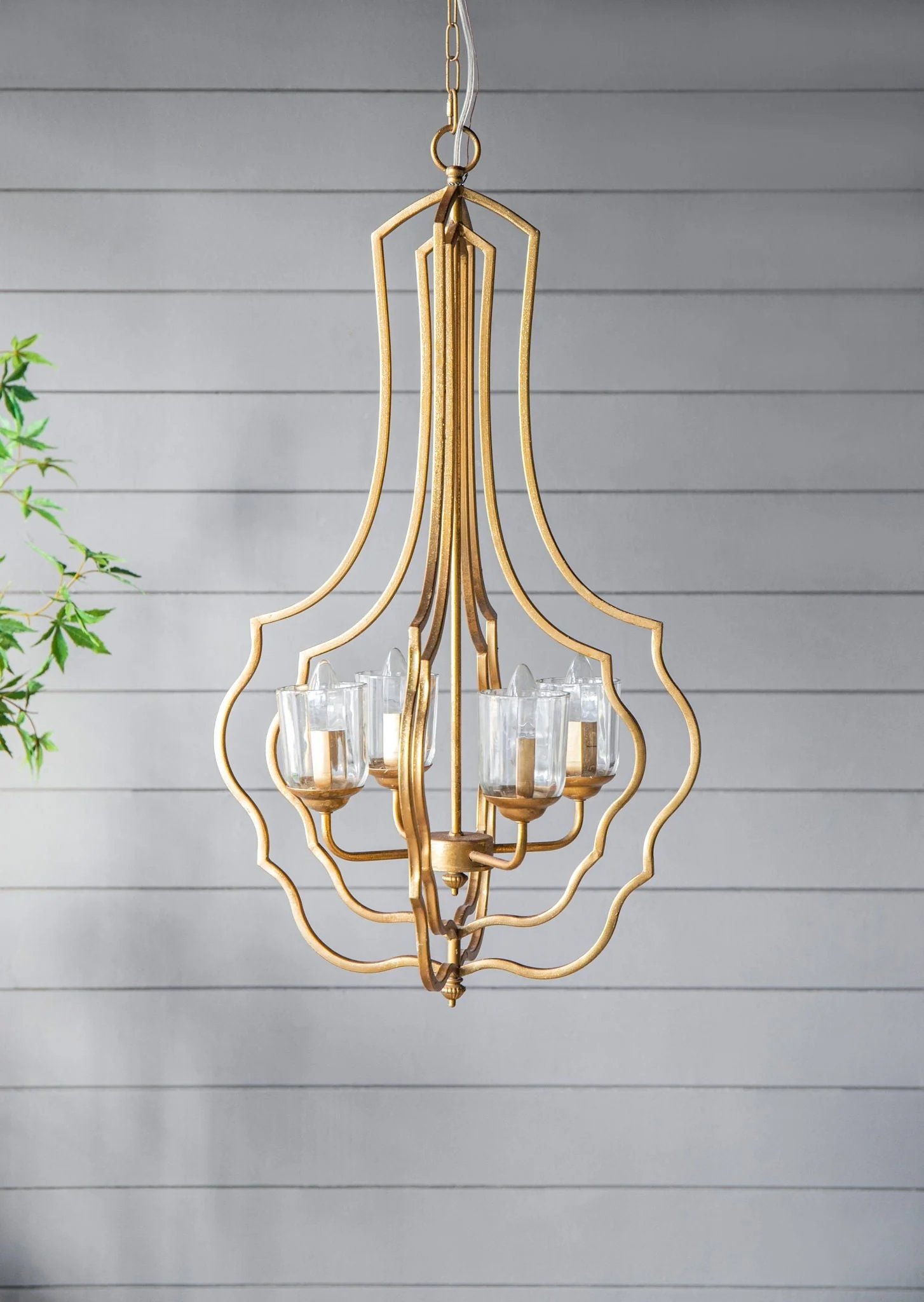 4 Light Metal Chandelier with Adjustable Chain - Gold - Image 2