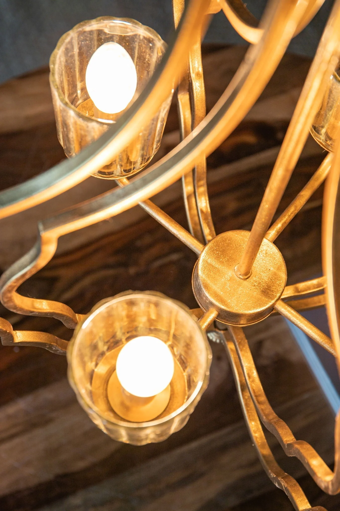 4 Light Metal Chandelier with Adjustable Chain - Gold - Image 3