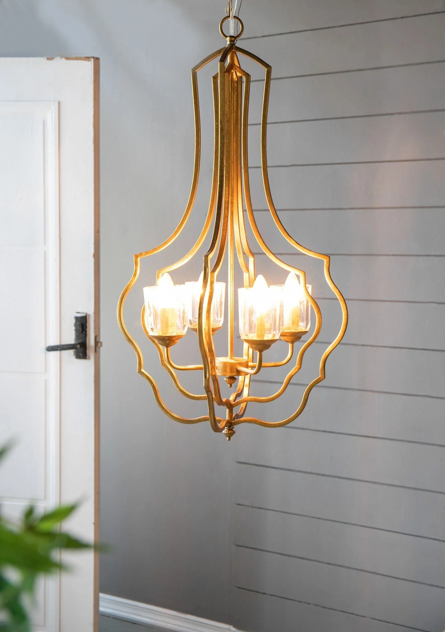4 Light Metal Chandelier with Adjustable Chain - Gold - Image 6
