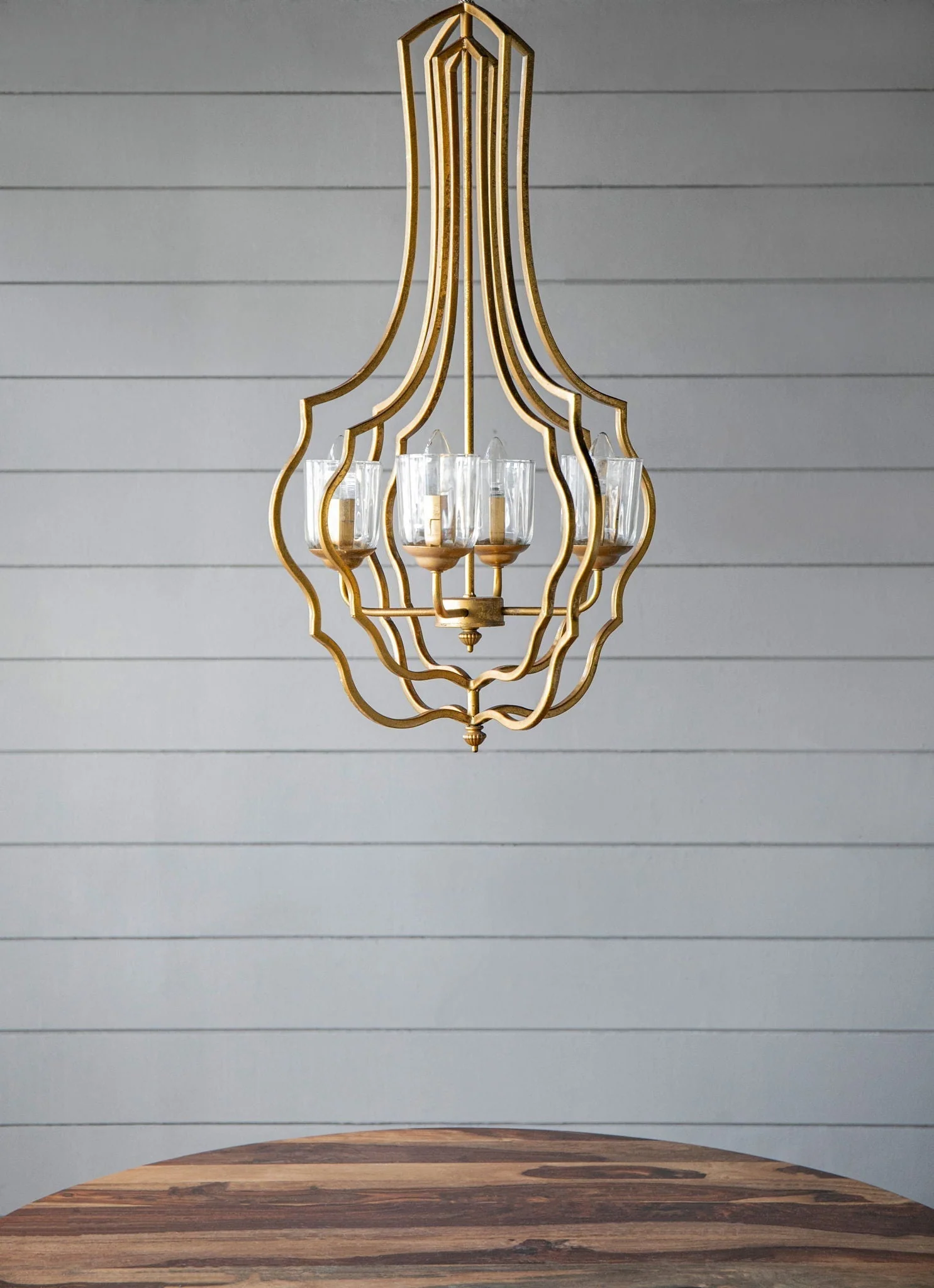 4 Light Metal Chandelier with Adjustable Chain - Gold - Image 7