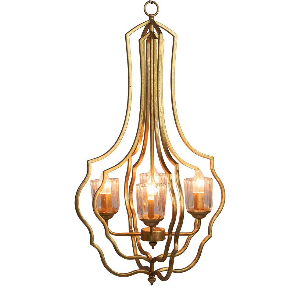 4 Light Metal Chandelier with Adjustable Chain - Gold - Image 9