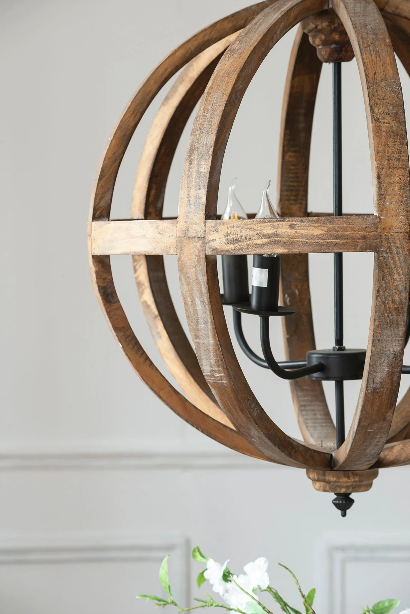 4 Light Wood Chandelier with Adjustable Chain - Image 4