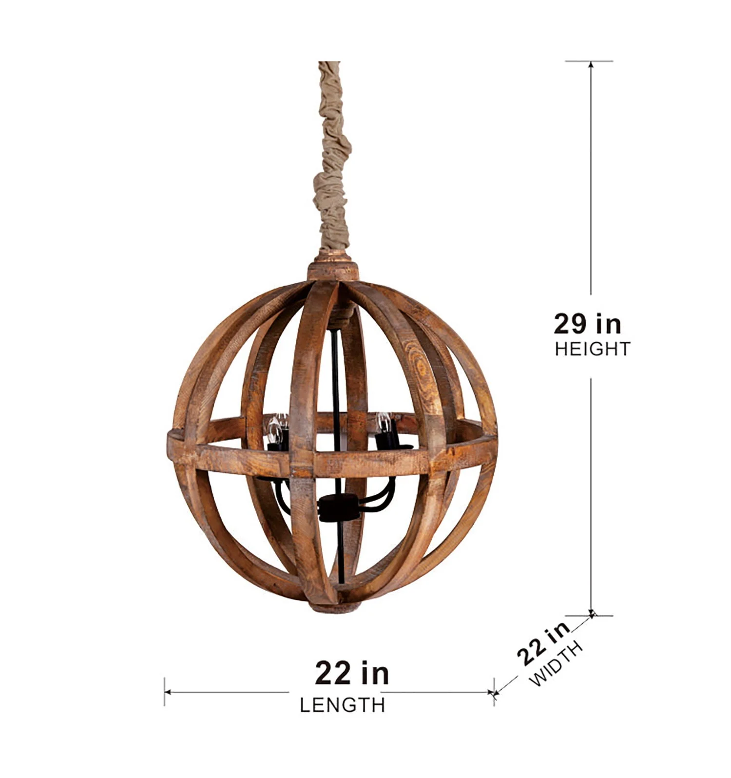 4 Light Wood Chandelier with Adjustable Chain - Image 5
