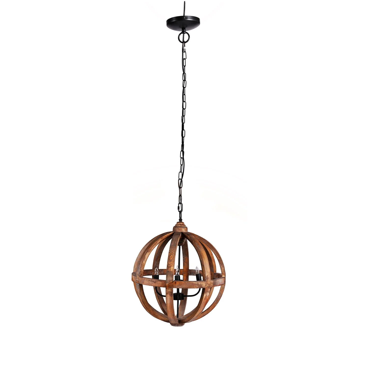 4 Light Wood Chandelier with Adjustable Chain - Image 7