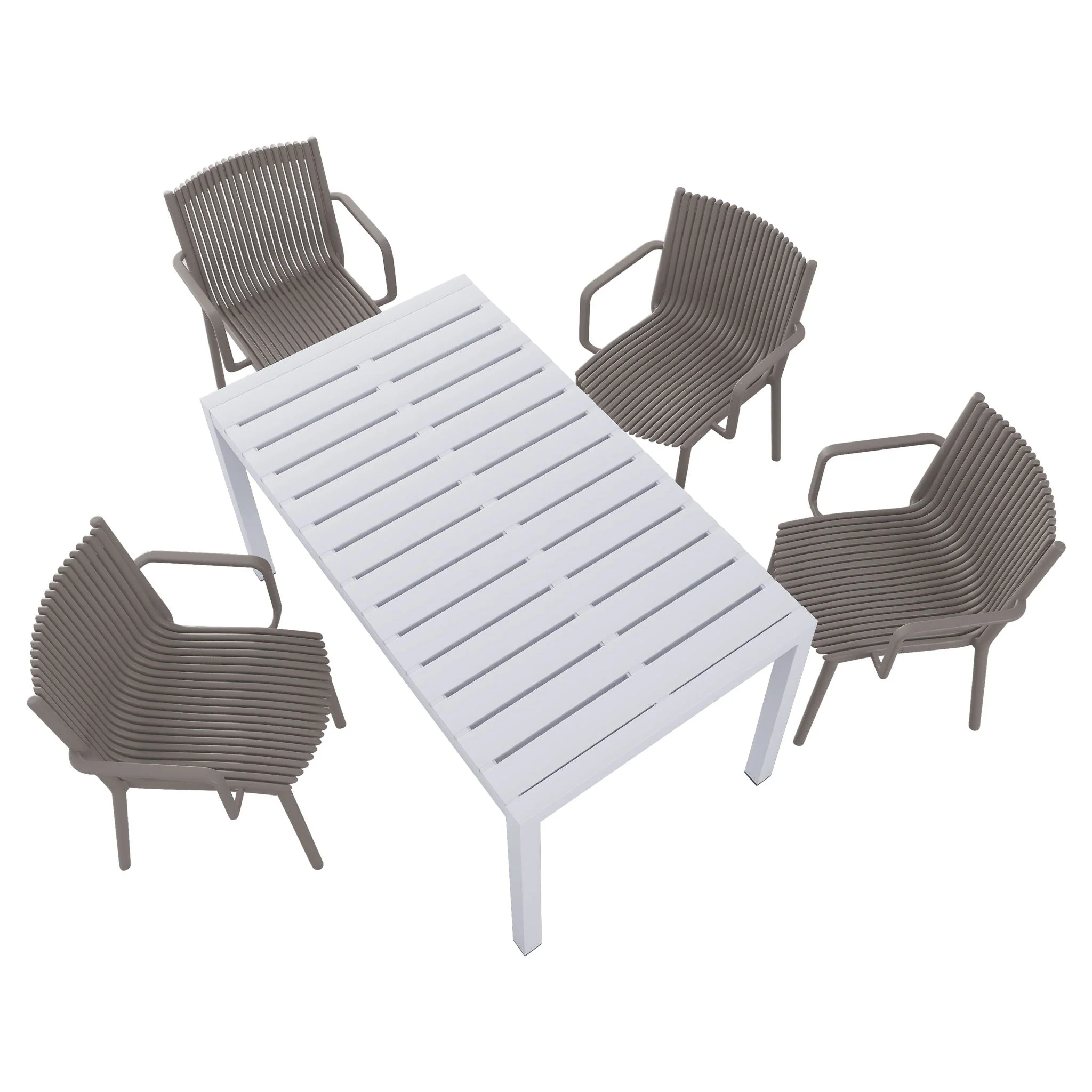 4 Modern Stackable Armchair Matched With Long Table - Image 2