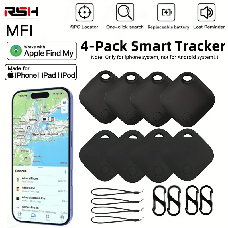 4 Pack Bluetooth GPS Tracker Smart Tag Locator for Keys Pets Cars Find My - Image 2