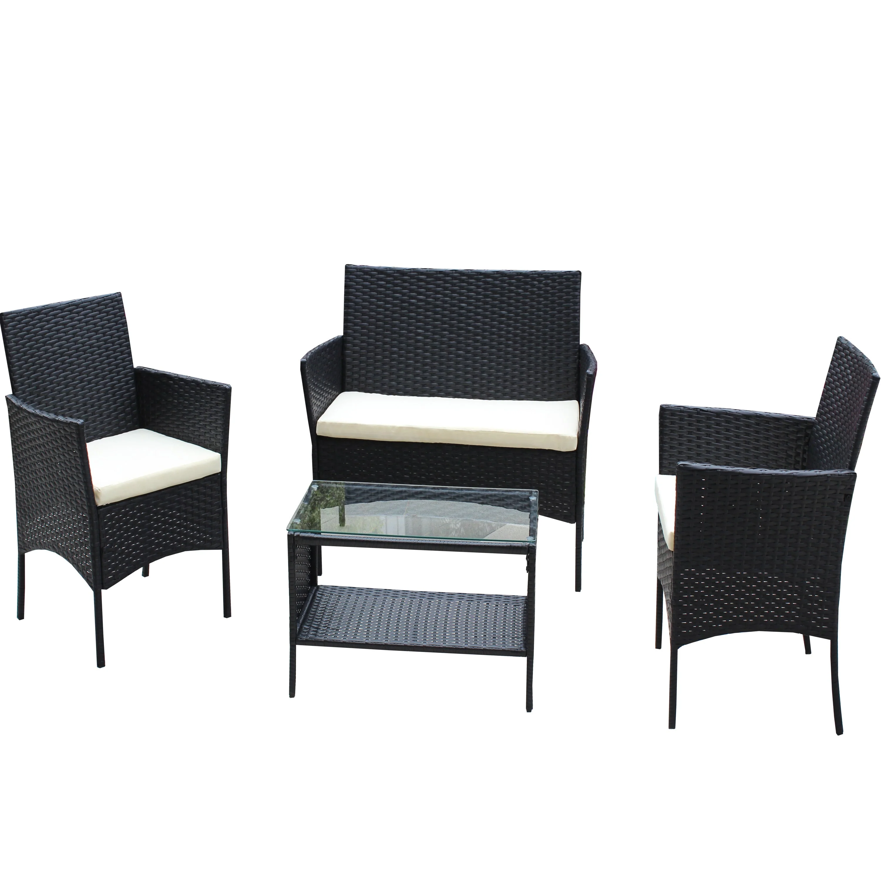 4 PC Rattan Patio Furniture Set Outdoor Cushioned Wicker Sofa - Image 14