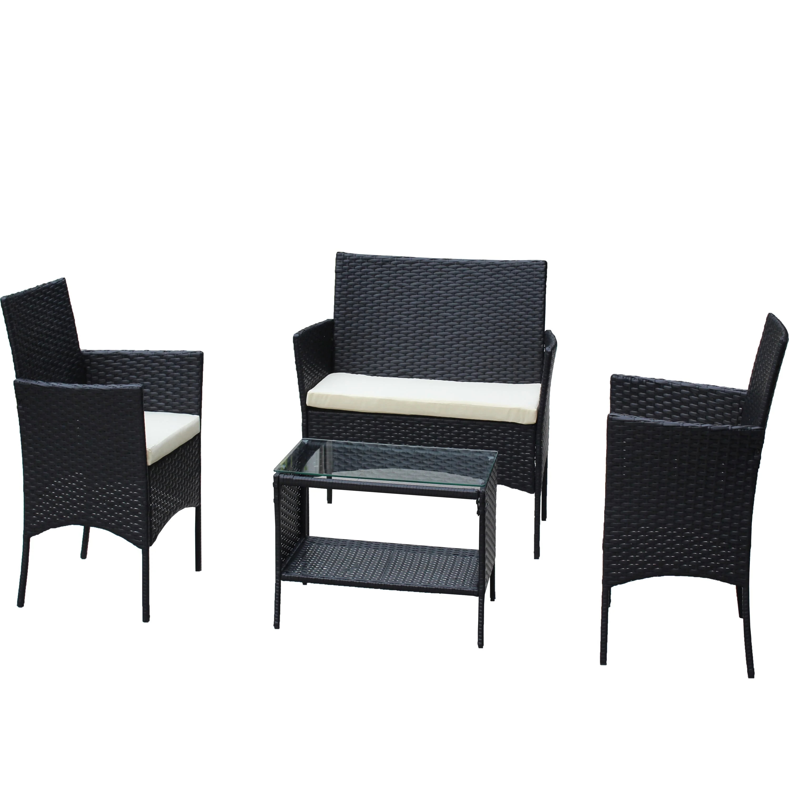 4 PC Rattan Patio Furniture Set Outdoor Cushioned Wicker Sofa - Image 16