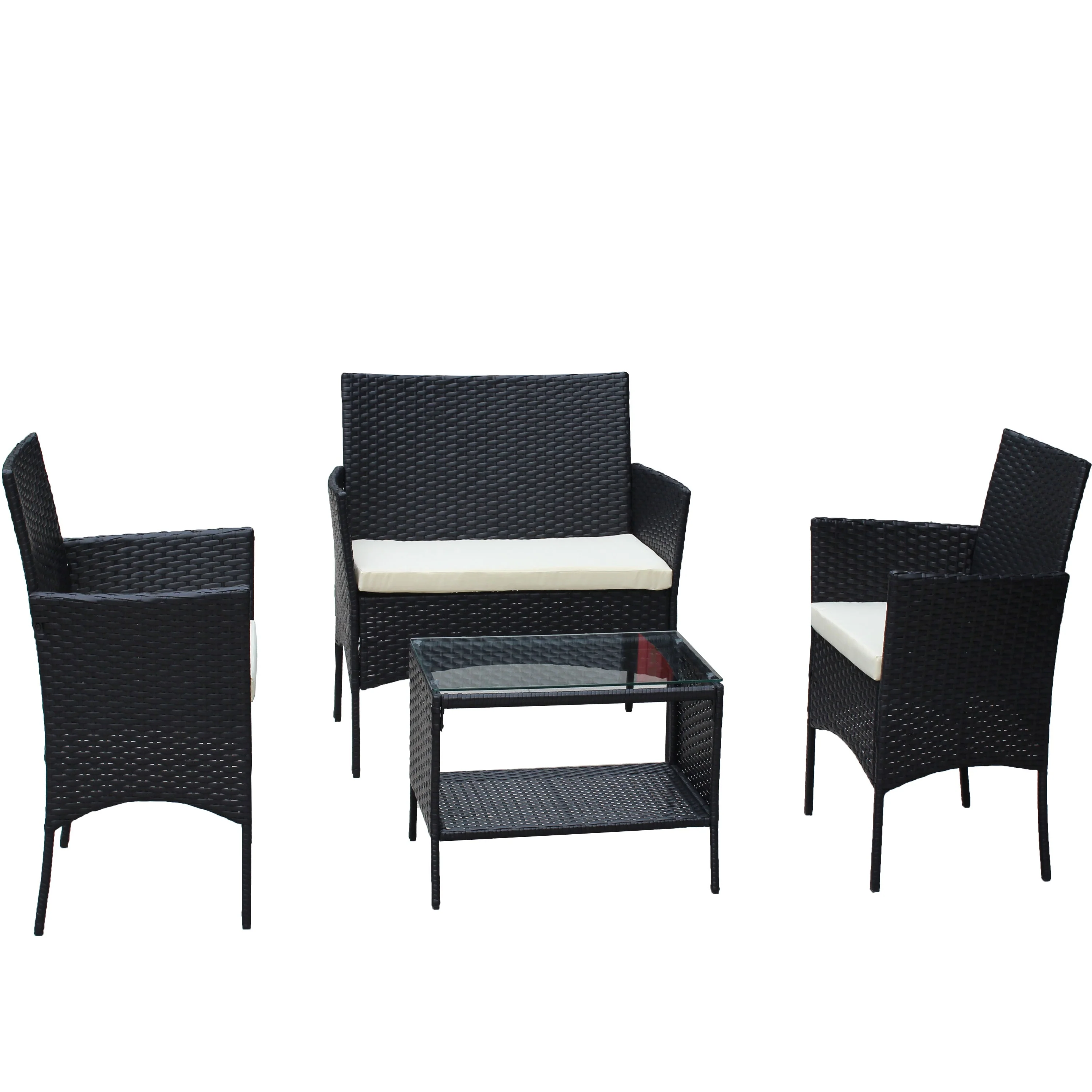 4 PC Rattan Patio Furniture Set Outdoor Cushioned Wicker Sofa - Image 17