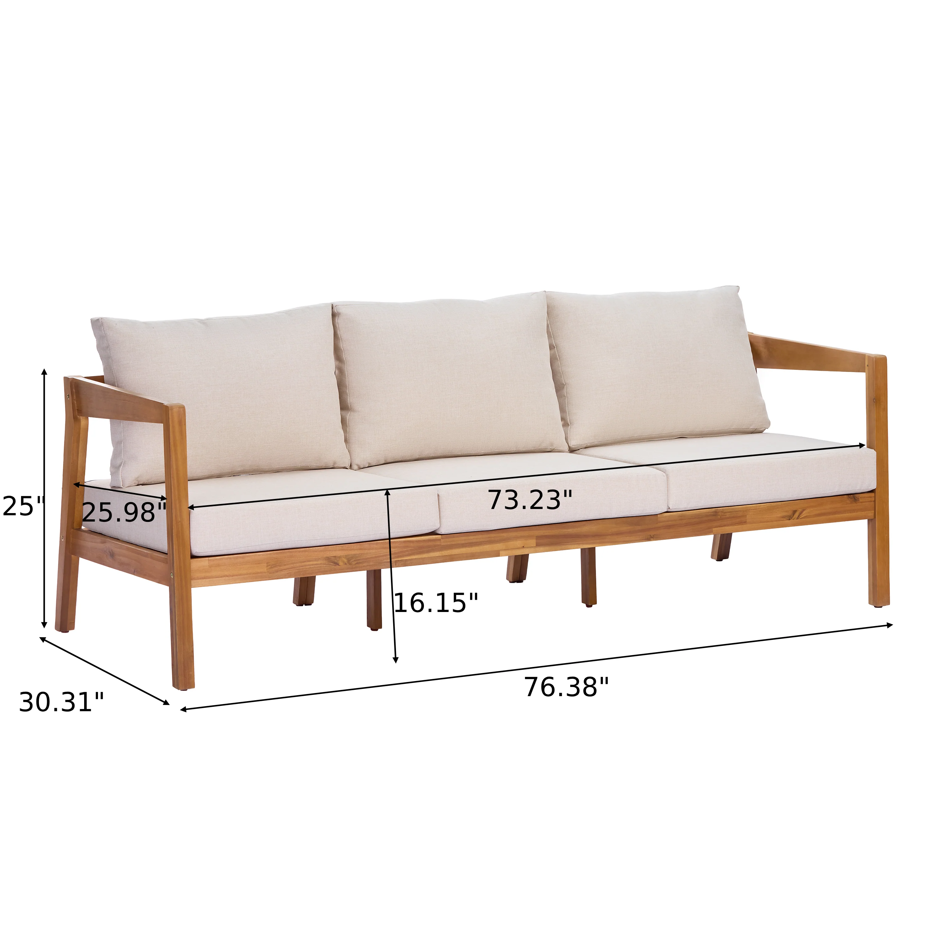 4 Piece Acacia Wood Patio Furniture Set with Soft Cushions - Image 3