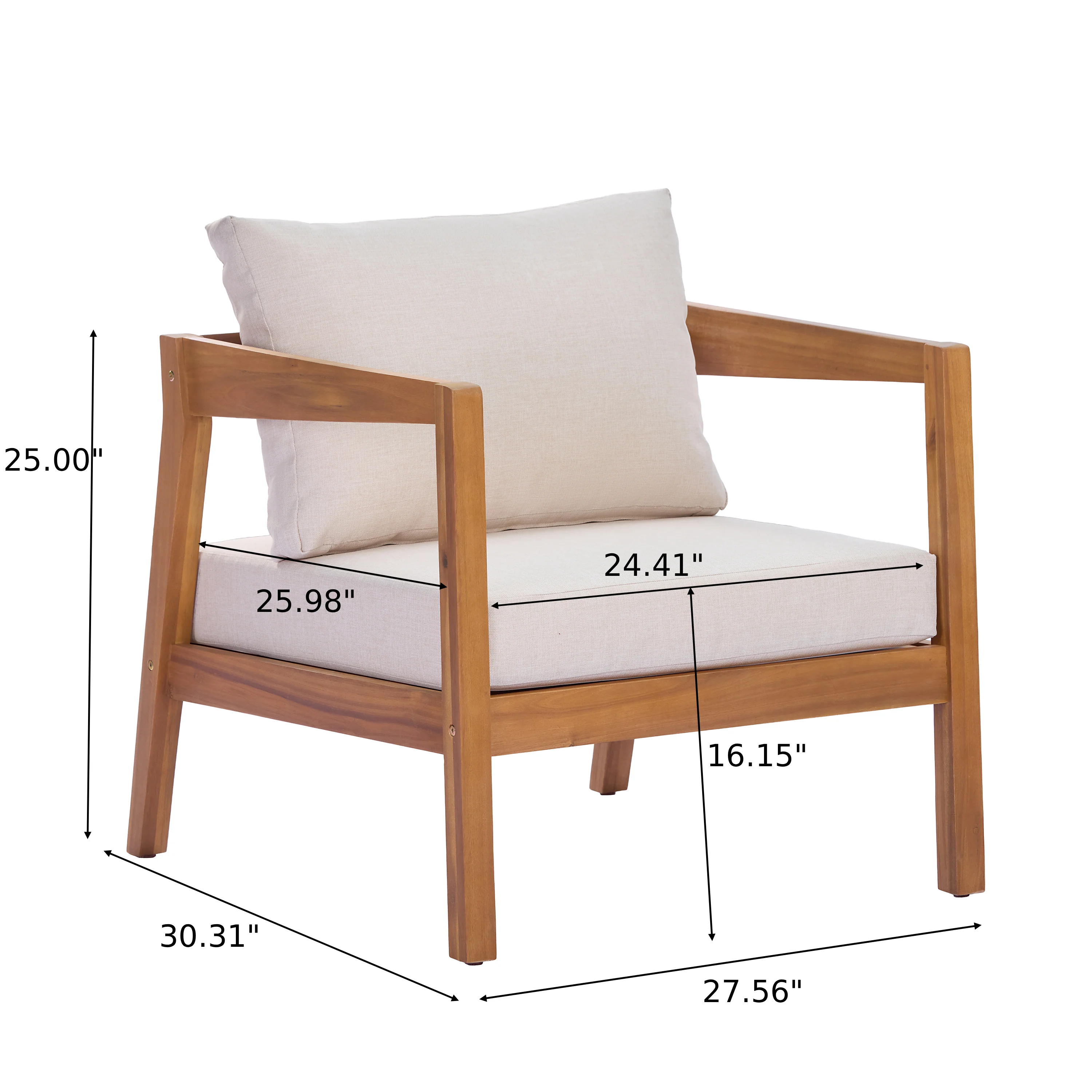 4 Piece Acacia Wood Patio Furniture Set with Soft Cushions - Image 4