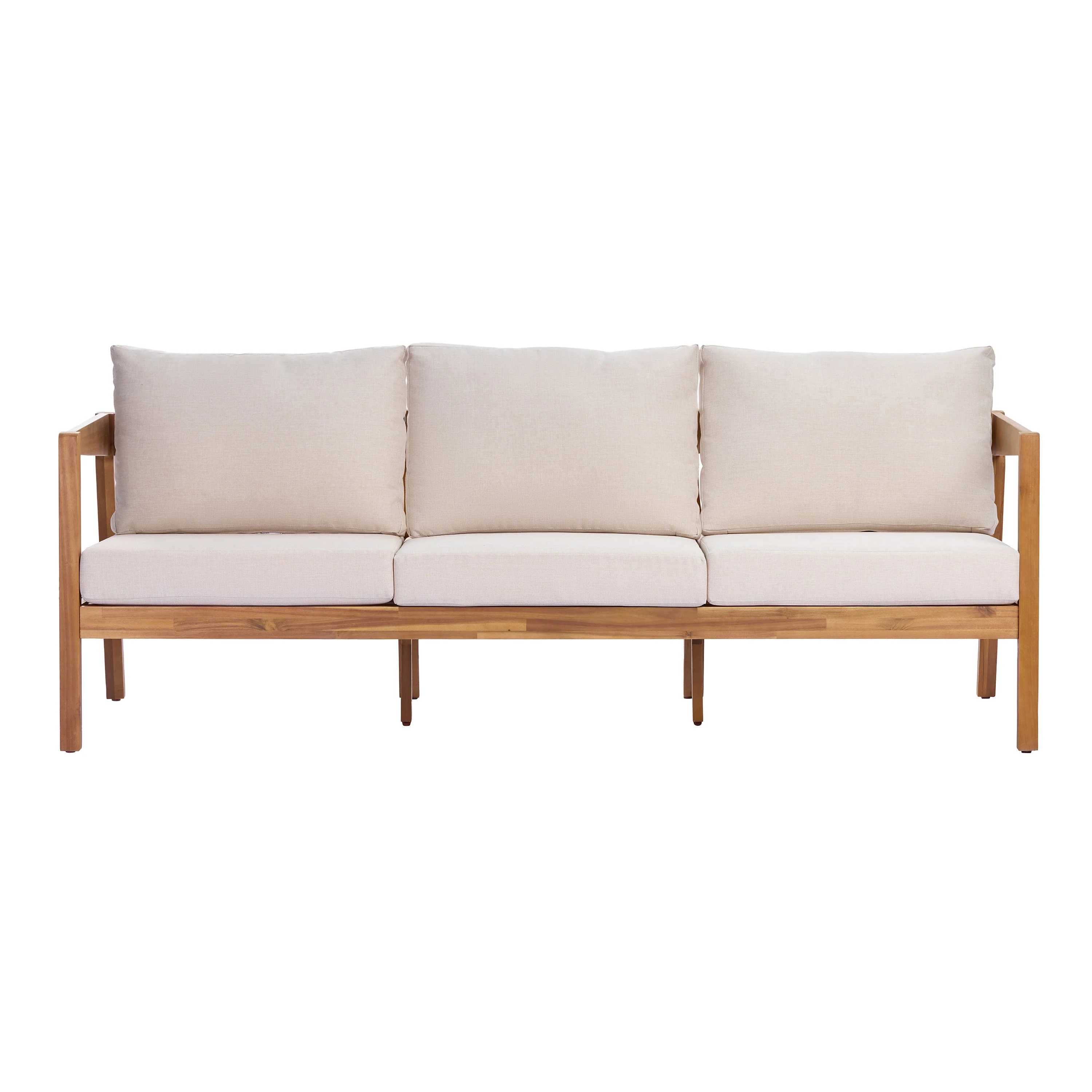 4 Piece Acacia Wood Patio Furniture Set with Soft Cushions - Image 6