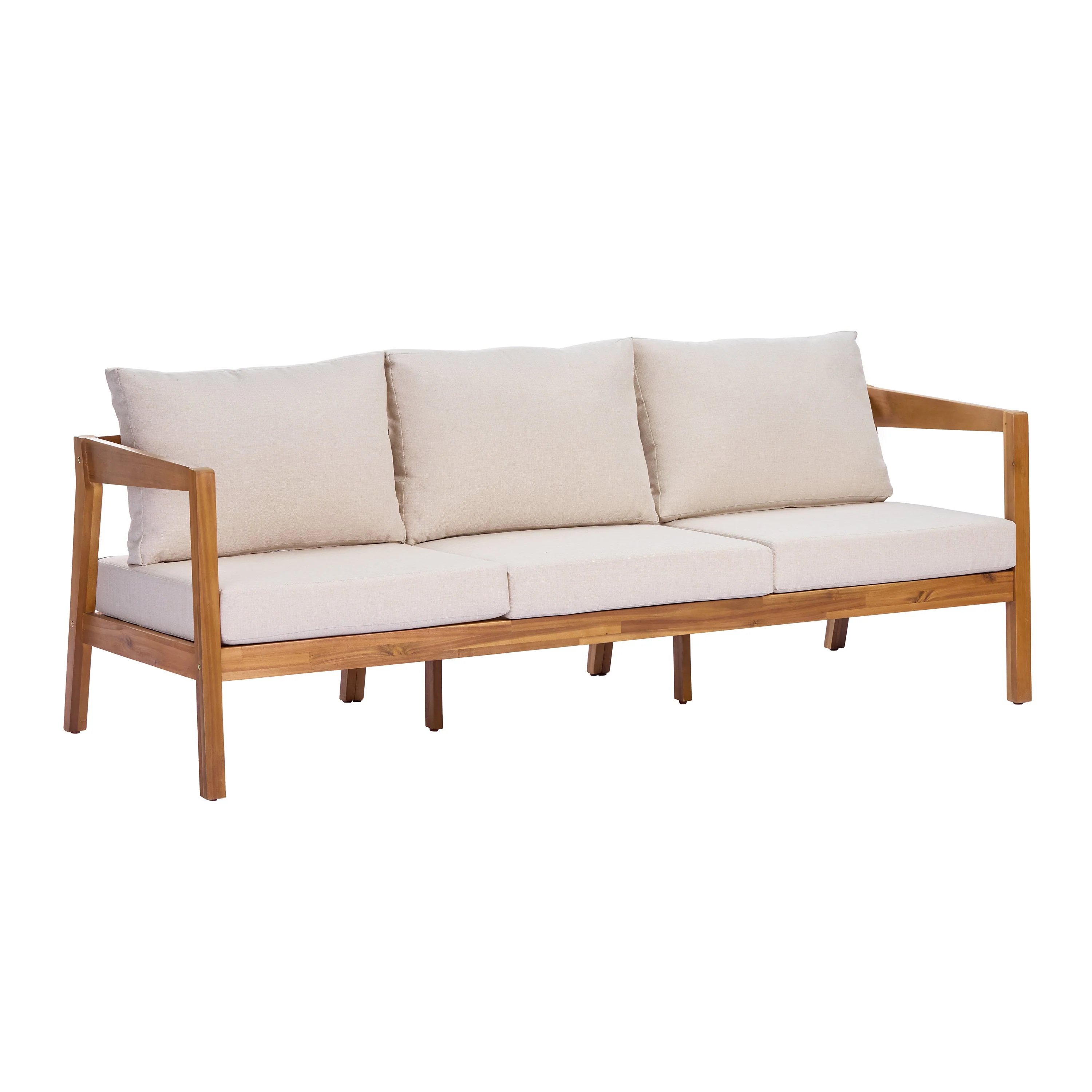 4 Piece Acacia Wood Patio Furniture Set with Soft Cushions - Image 7