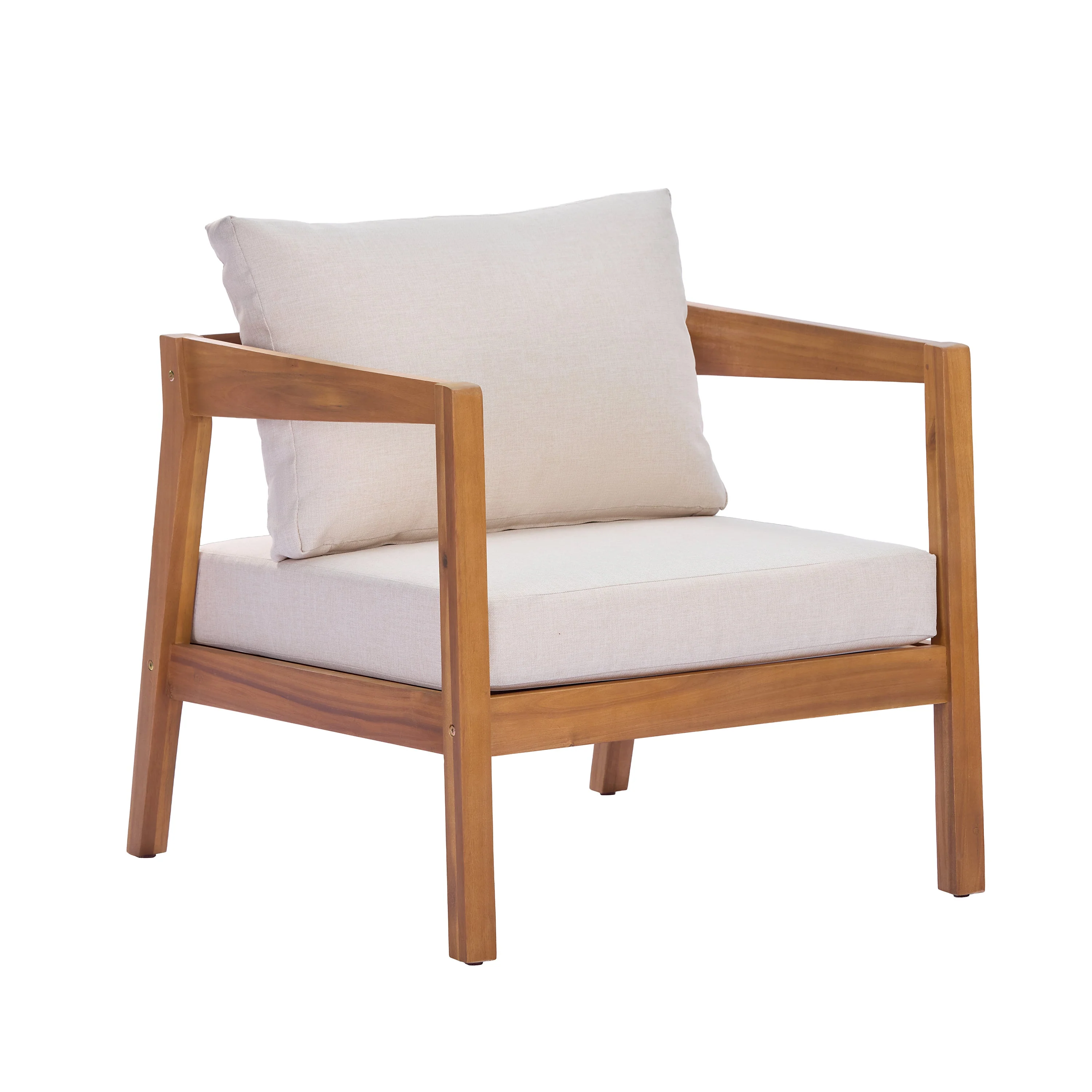 4 Piece Acacia Wood Patio Furniture Set with Soft Cushions - Image 9