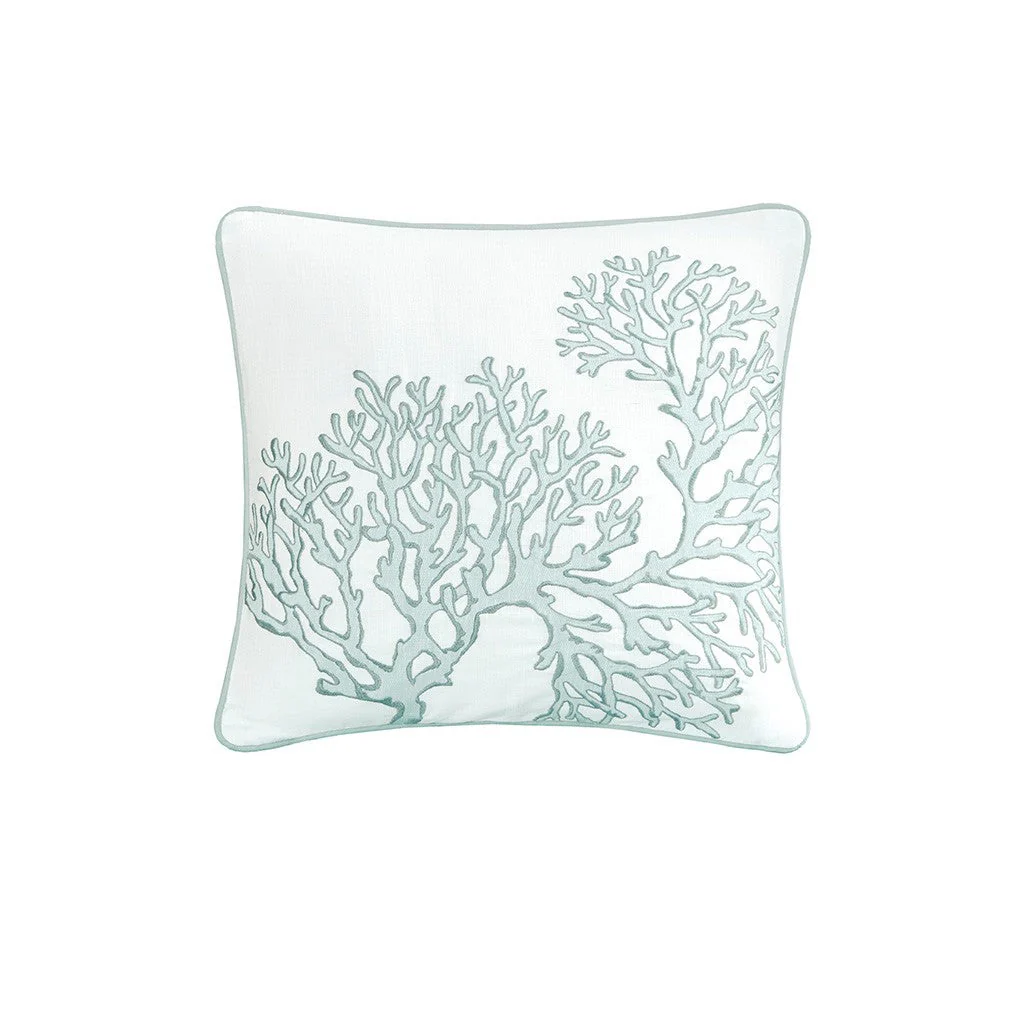 4 Piece Cotton Reversible Embroidered Quilt Set with Throw Pillow Aqua King/Cal King - Image 5