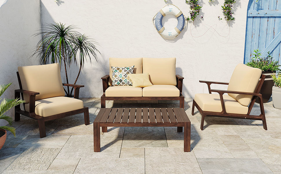 4-Piece Outdoor Sofa Set with Cushions and Coffee Table - Image 24
