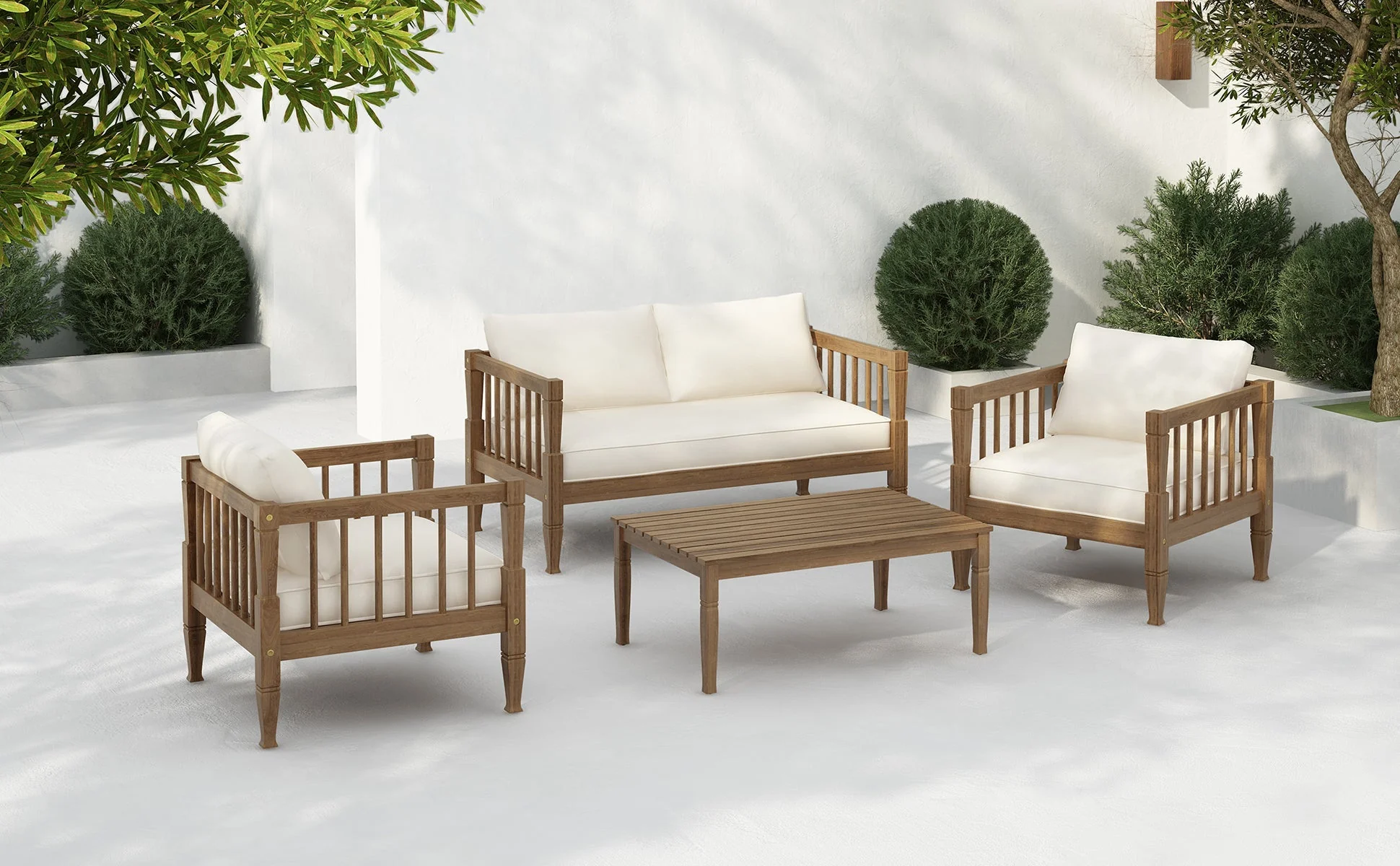4-Piece Patio Furniture Set with Coffee Table and Cushions - Image 3