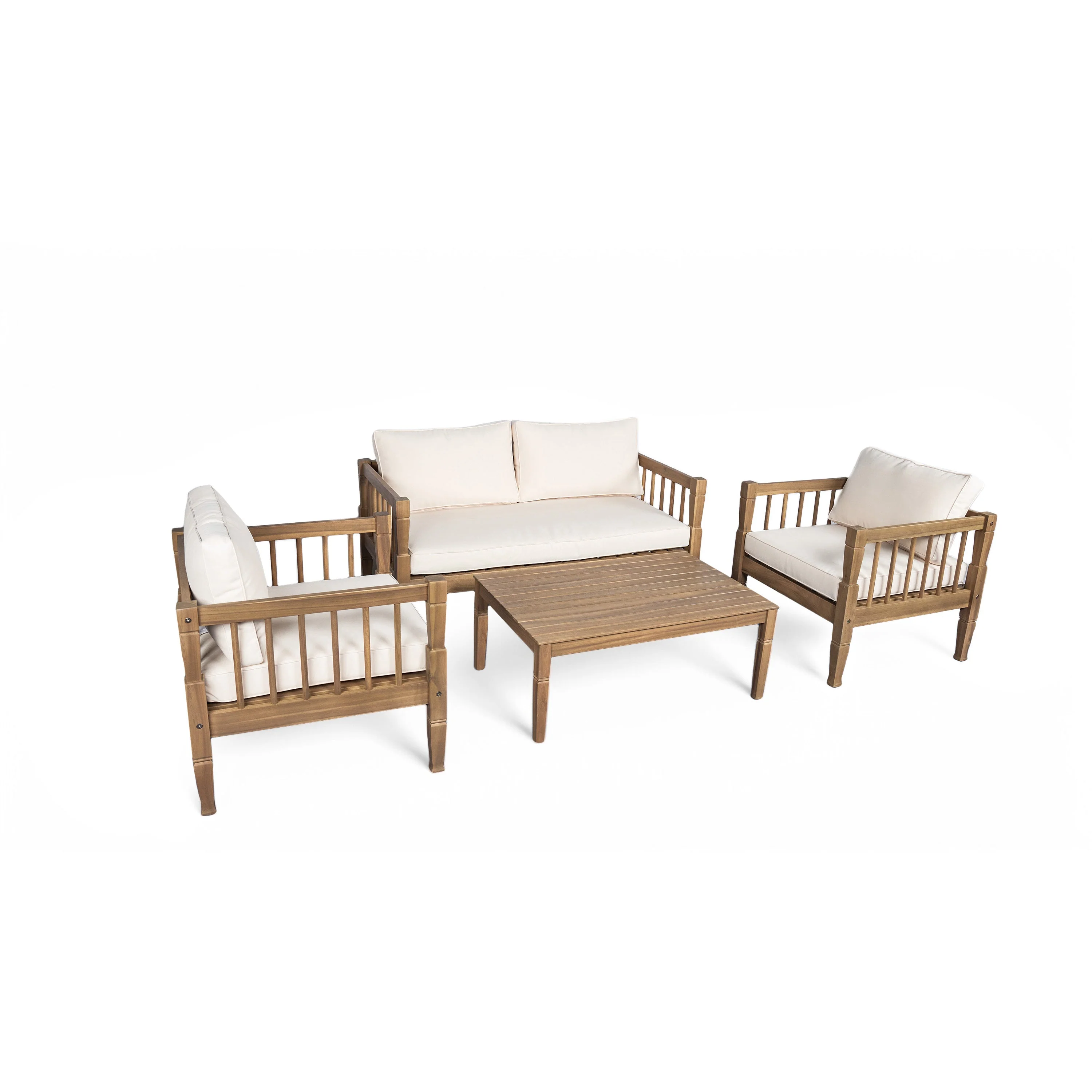 4-Piece Patio Furniture Set with Coffee Table and Cushions - Image 6