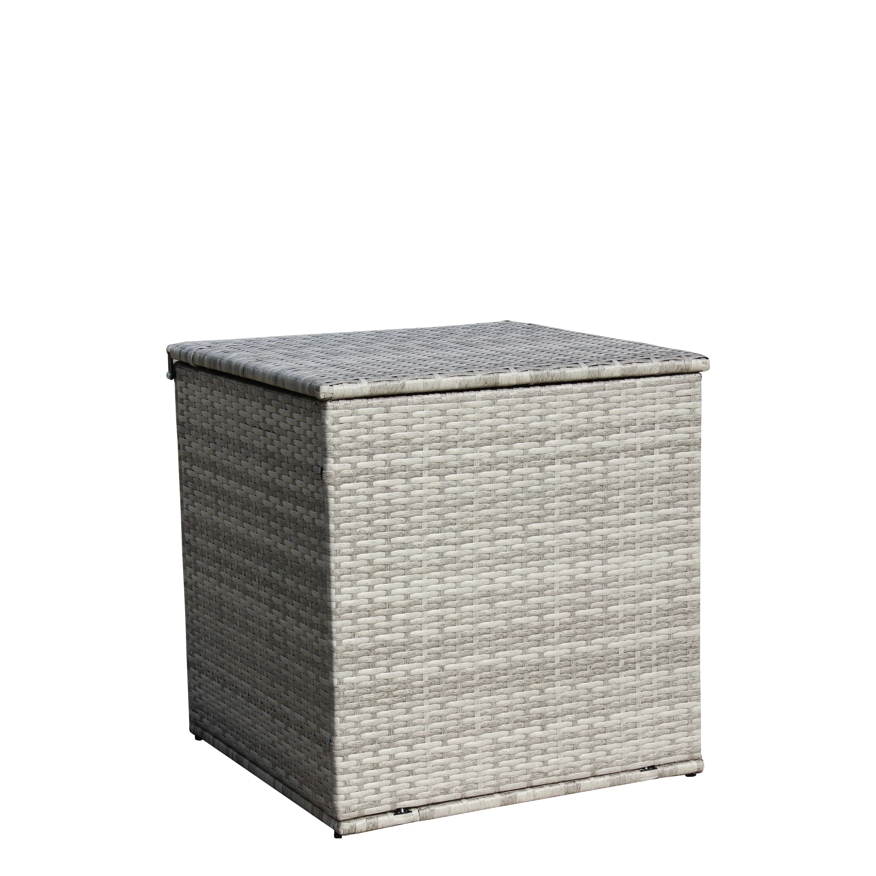 4 Piece Patio Sectional Wicker Rattan Outdoor Furniture Sofa Set with Storage Box Grey - Image 20