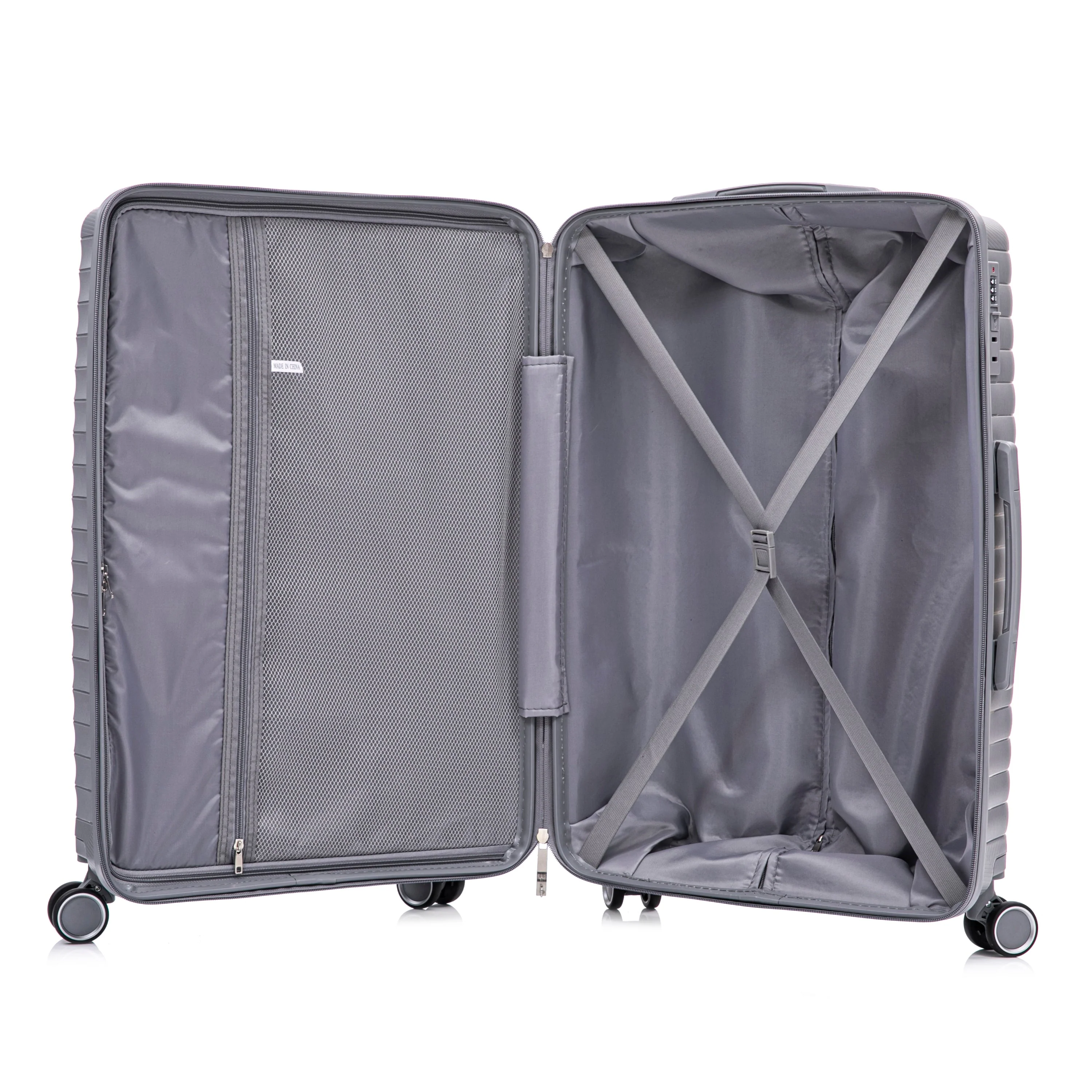 4-Piece PP Spinner Wheel Luggage Set with Cosmetic Case, Light Gray - Image 13