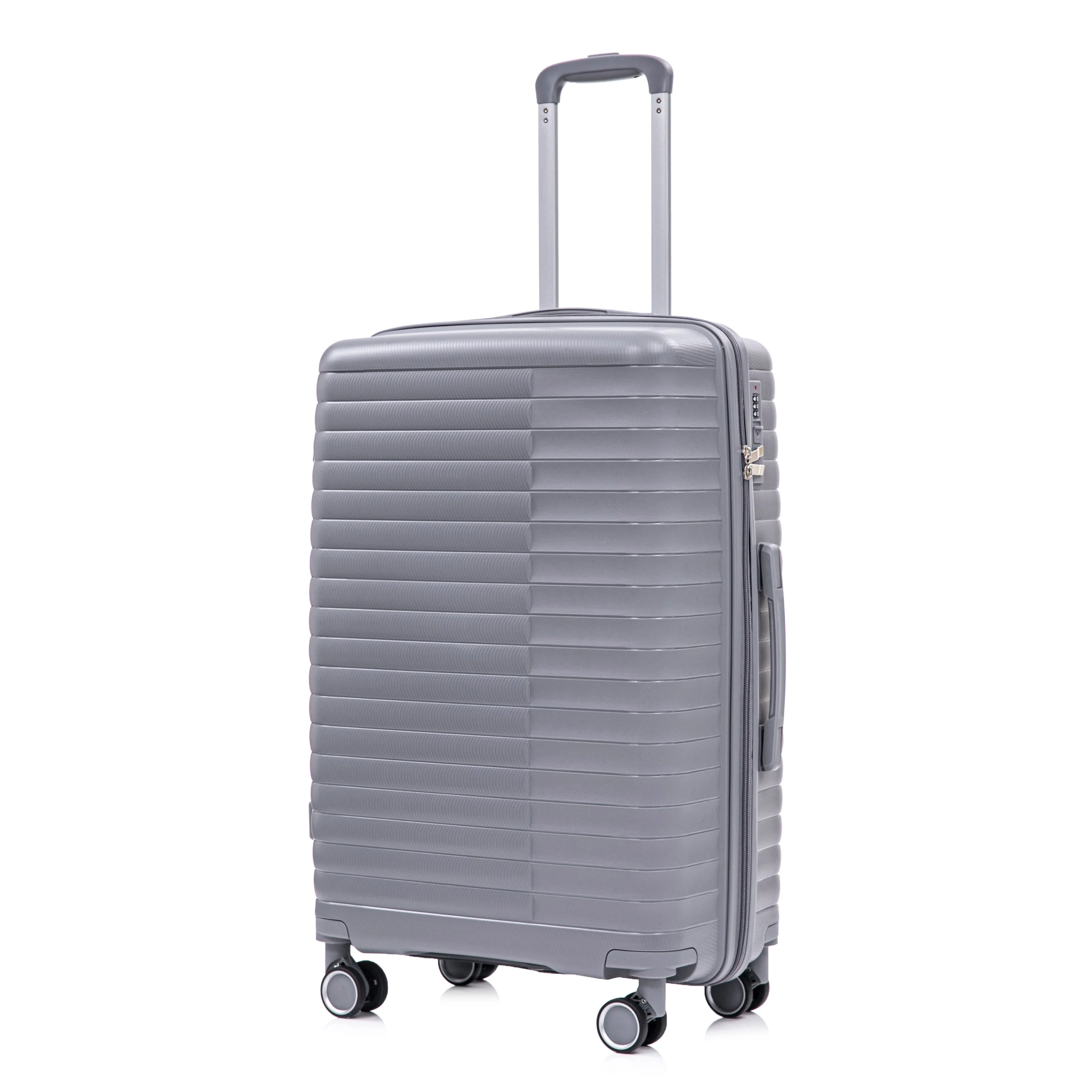 4-Piece PP Spinner Wheel Luggage Set with Cosmetic Case, Light Gray - Image 19