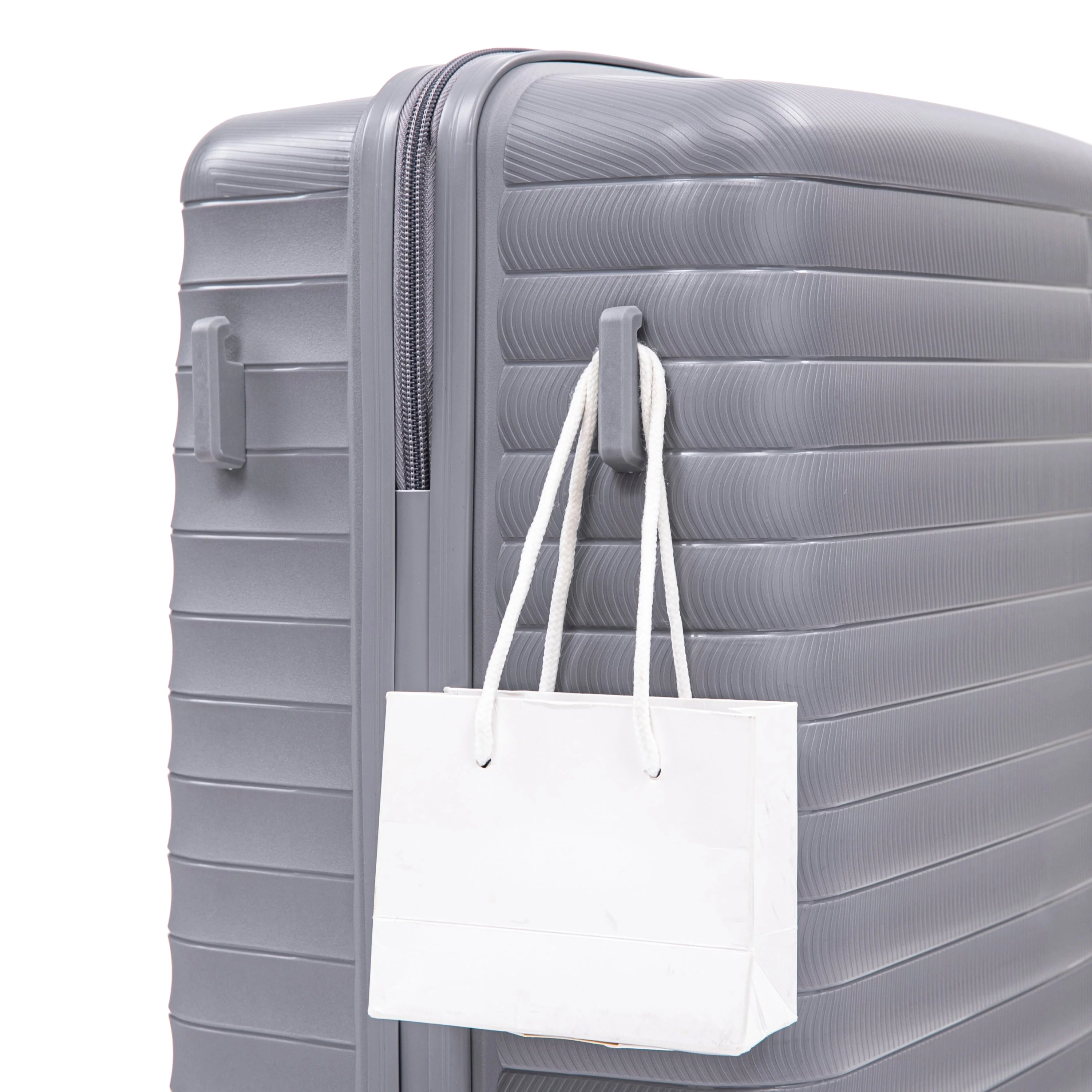 4-Piece PP Spinner Wheel Luggage Set with Cosmetic Case, Light Gray - Image 28