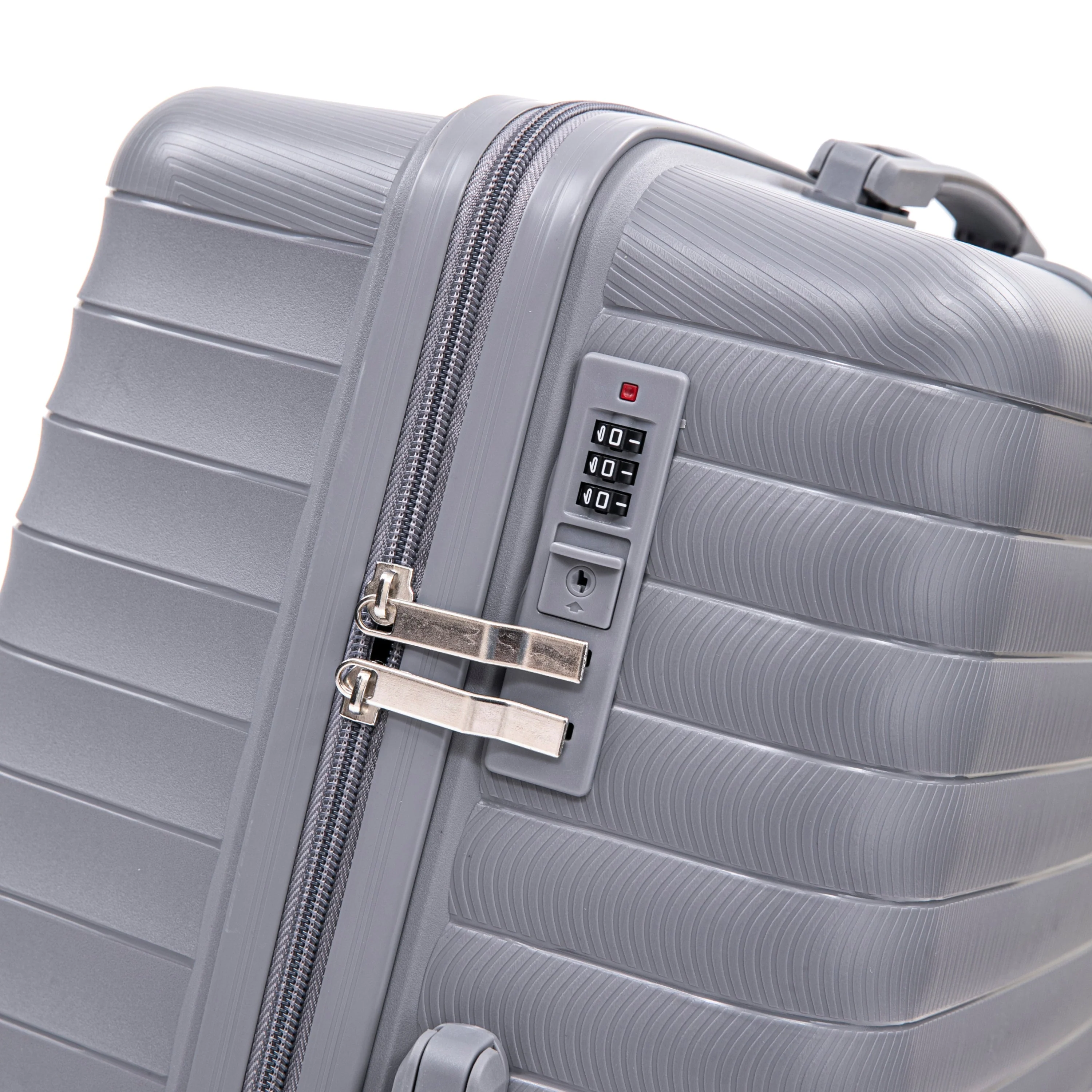 4-Piece PP Spinner Wheel Luggage Set with Cosmetic Case, Light Gray - Image 31