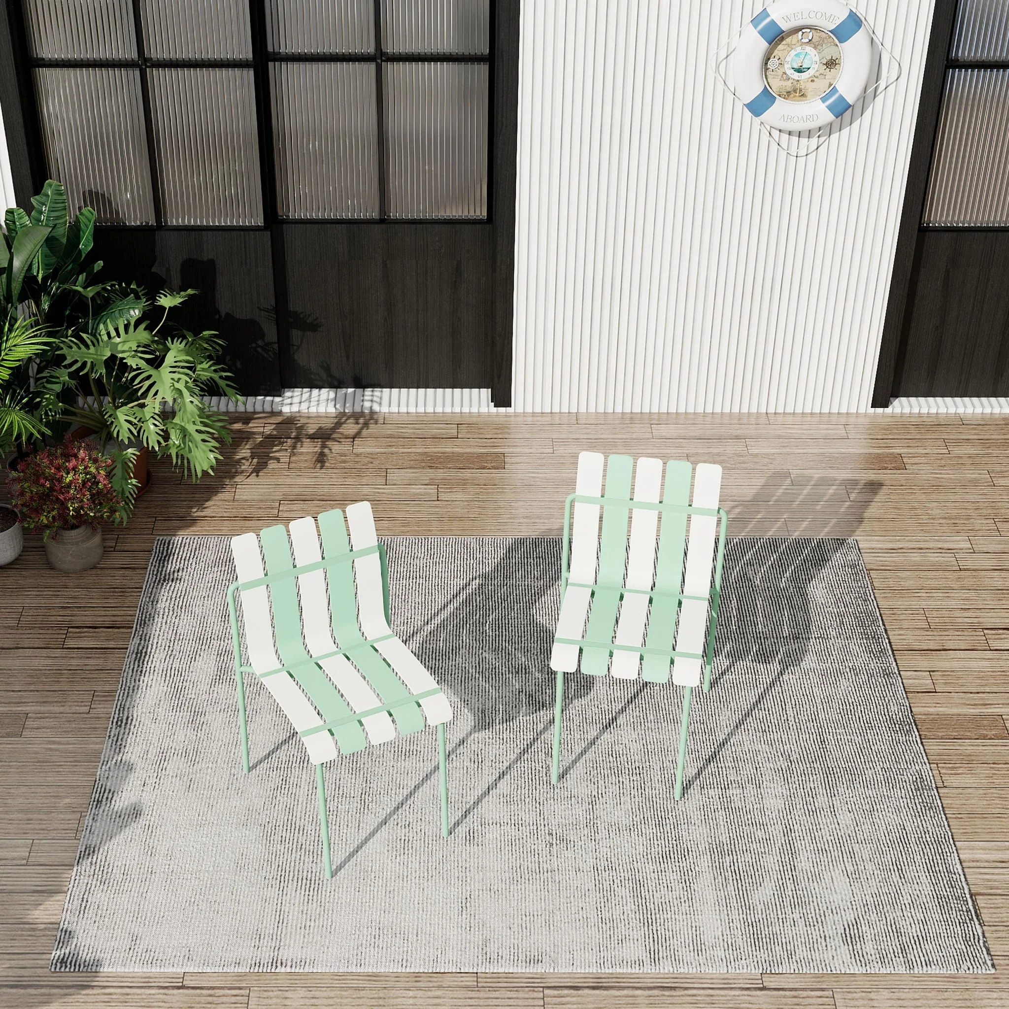 4 Piece Set Of Modern Color Block Designed Single Chairs - Image 3