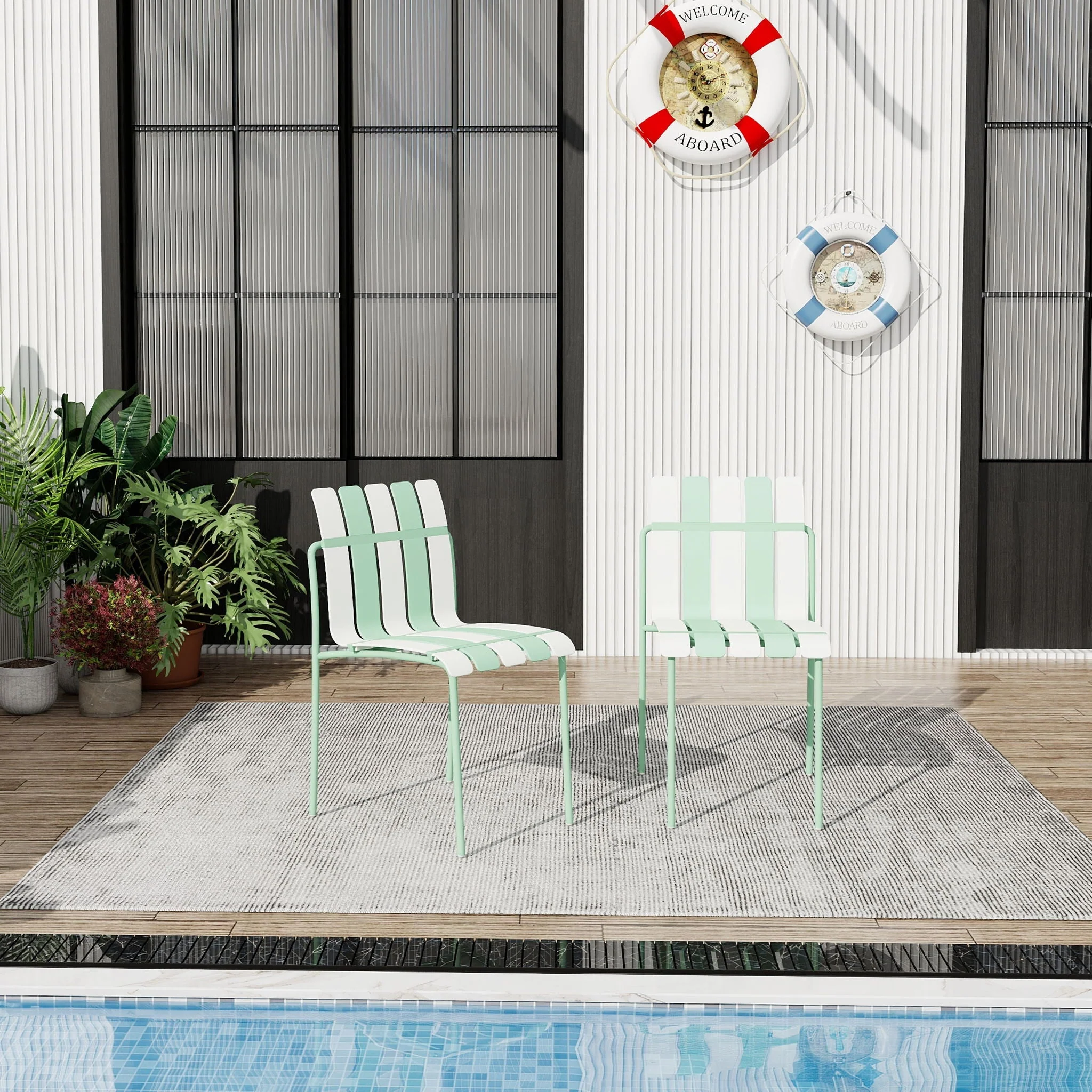 4 Piece Set Of Modern Color Block Designed Single Chairs - Image 8