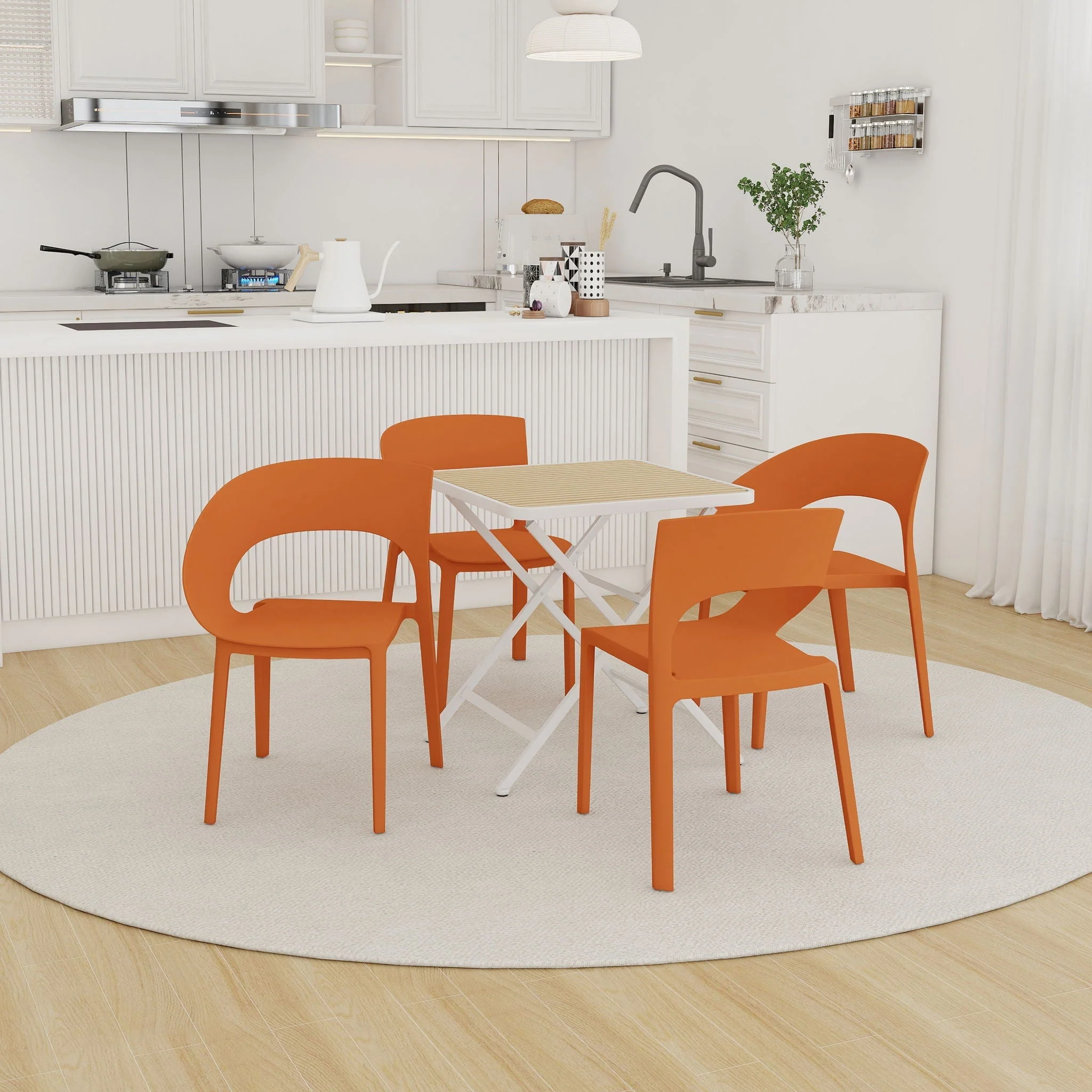 4 Piece Set Of Modern Designed Single Chairs With Folding Square Table - Image 8