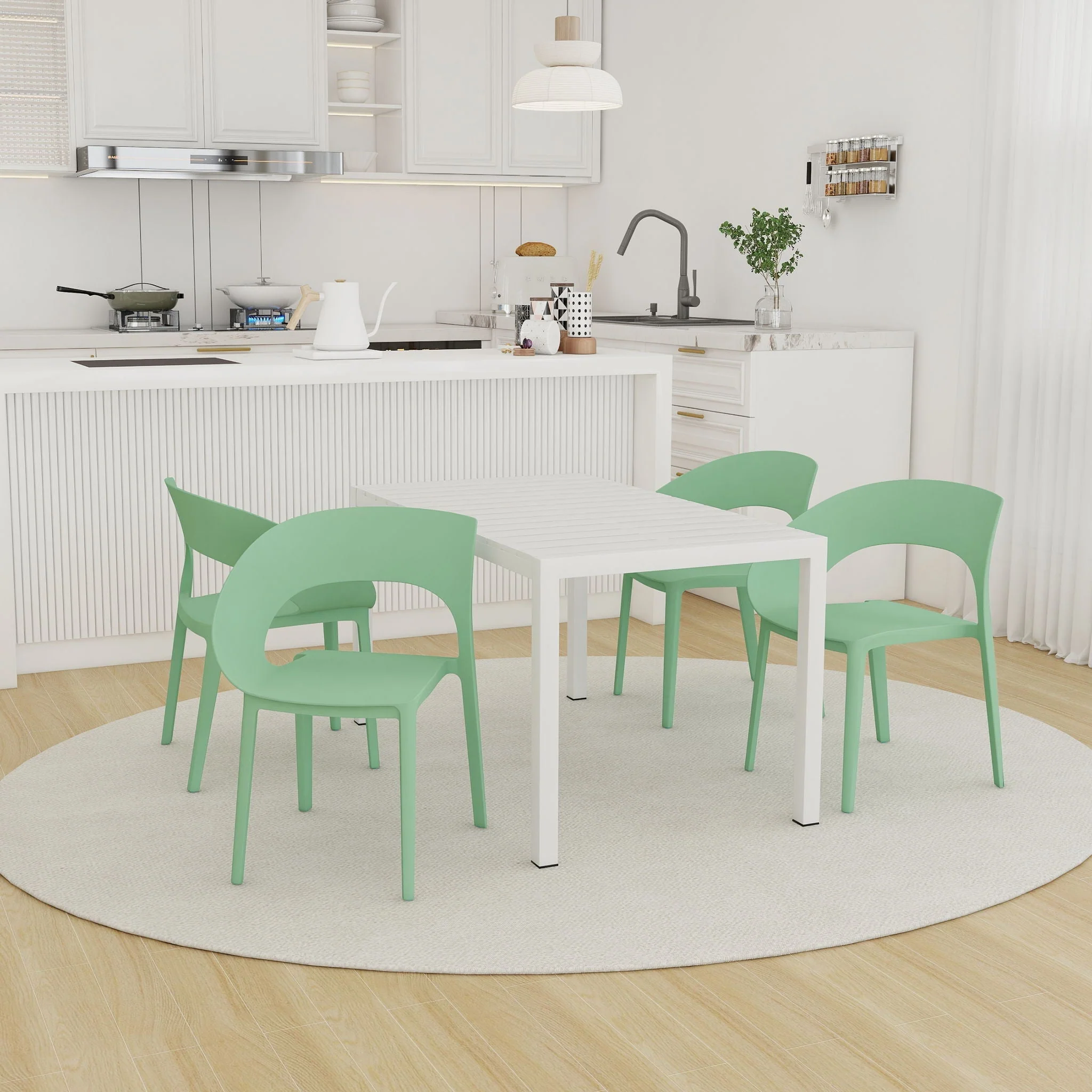 4 Piece Set Of Modern Designed Single Chairs With Long Table - Image 4