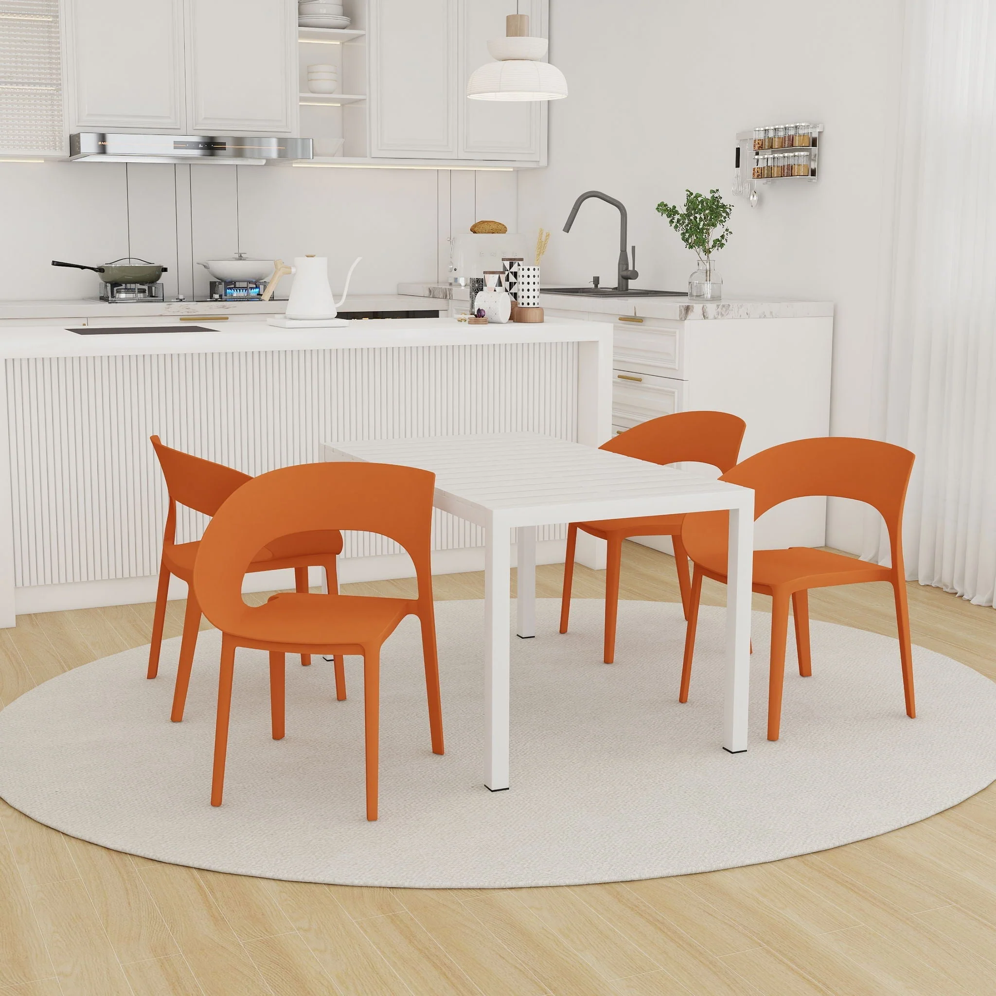 4 Piece Set Of Modern Designed Single Chairs With Long Table - Image 6