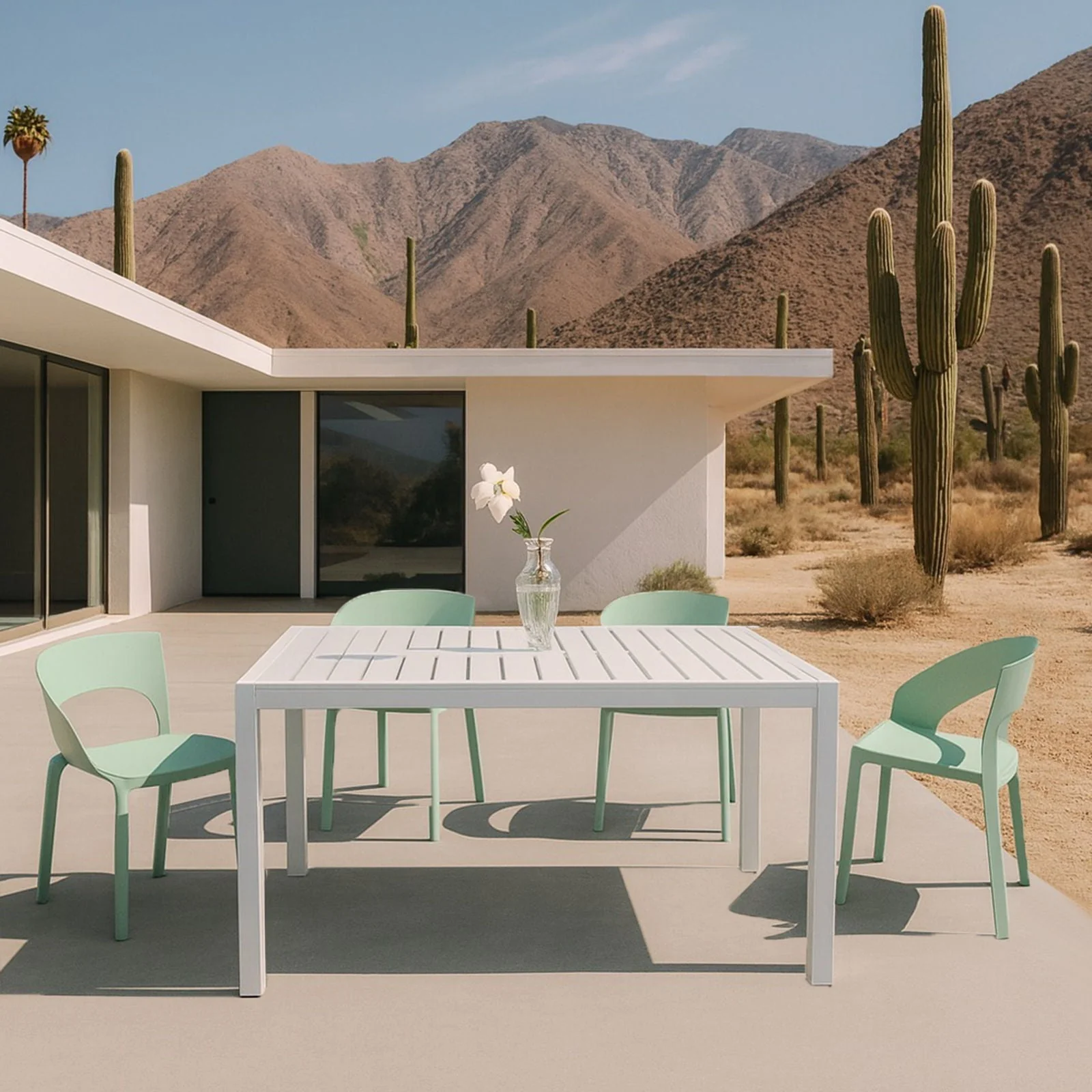 4 Piece Set Of Modern Designed Single Chairs With Long Table - Image 8