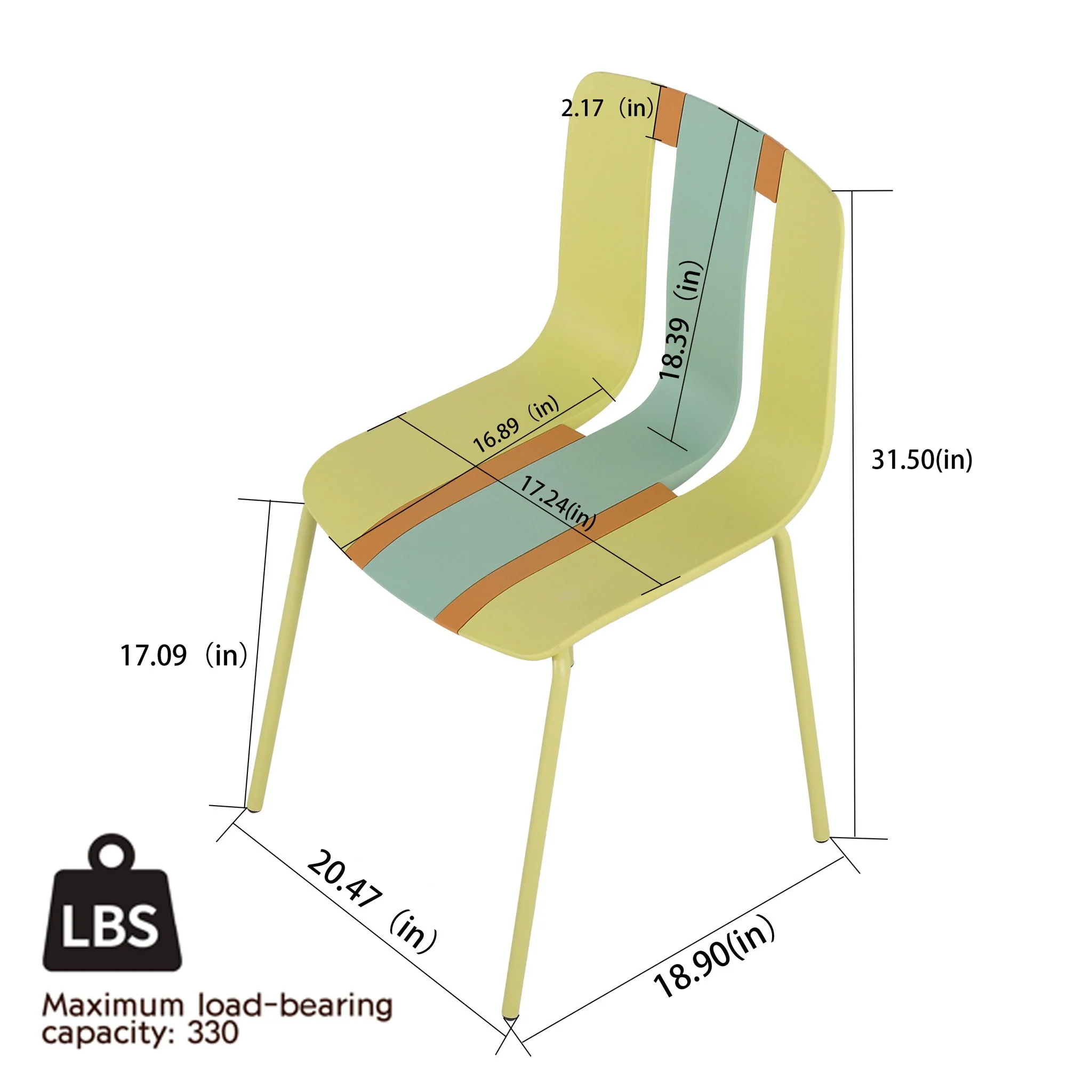 4 Piece Set Of Modern Striped Color- Blocking Single Chairs With Long Table - Image 4